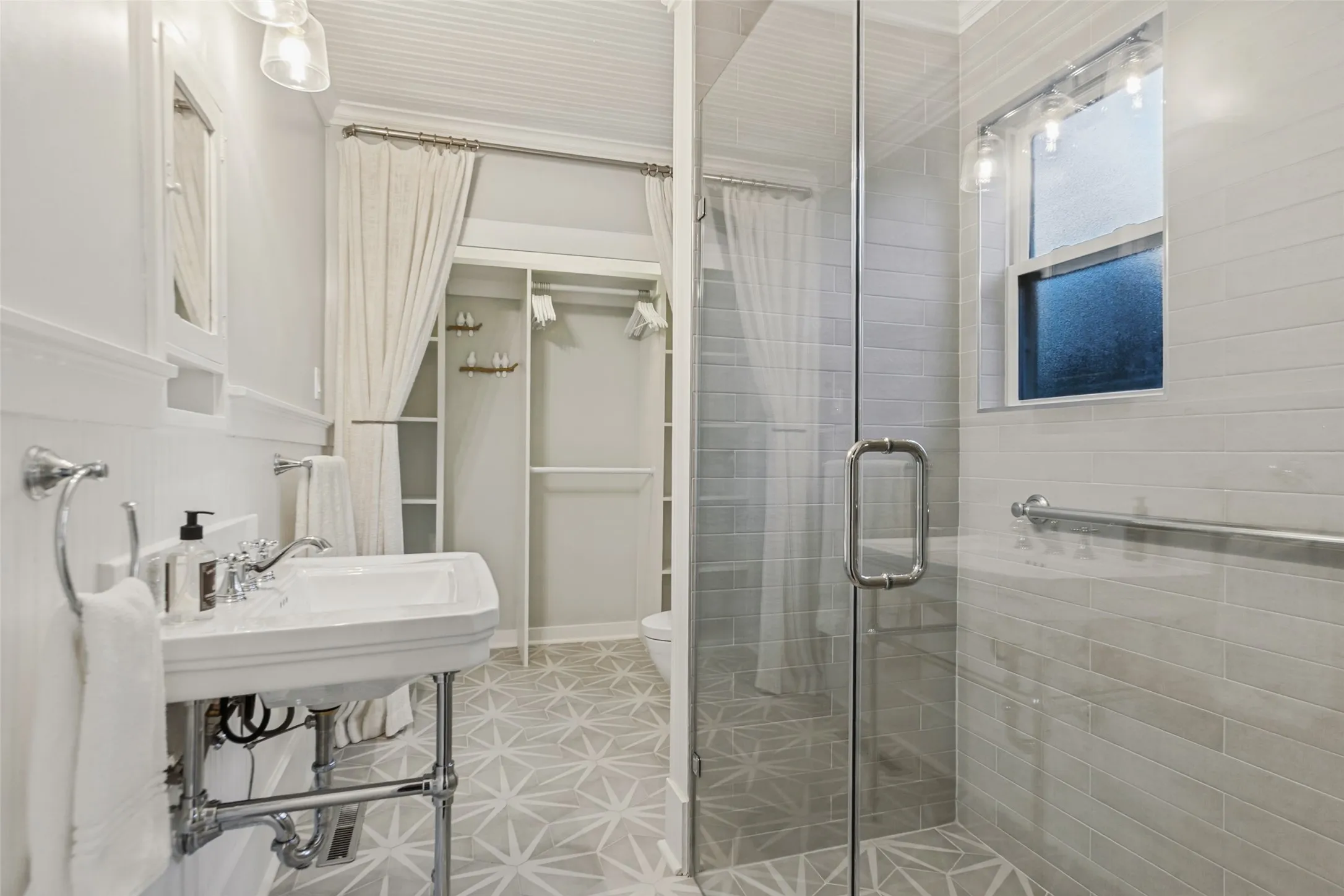 Full bathroom connected to downstairs bedroom