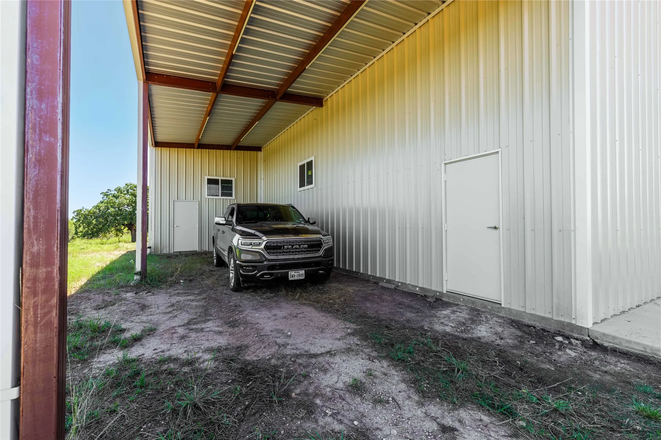 Two covered areas for parking