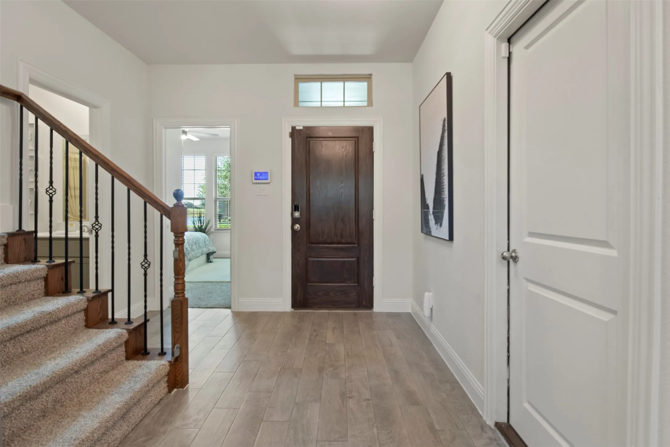 Wood-finish flooring in the entryway
