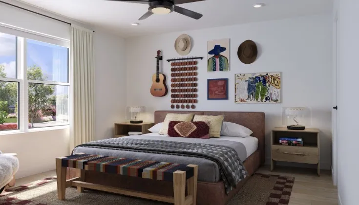 Bedroom featuring a ceiling fan and recessed lighting