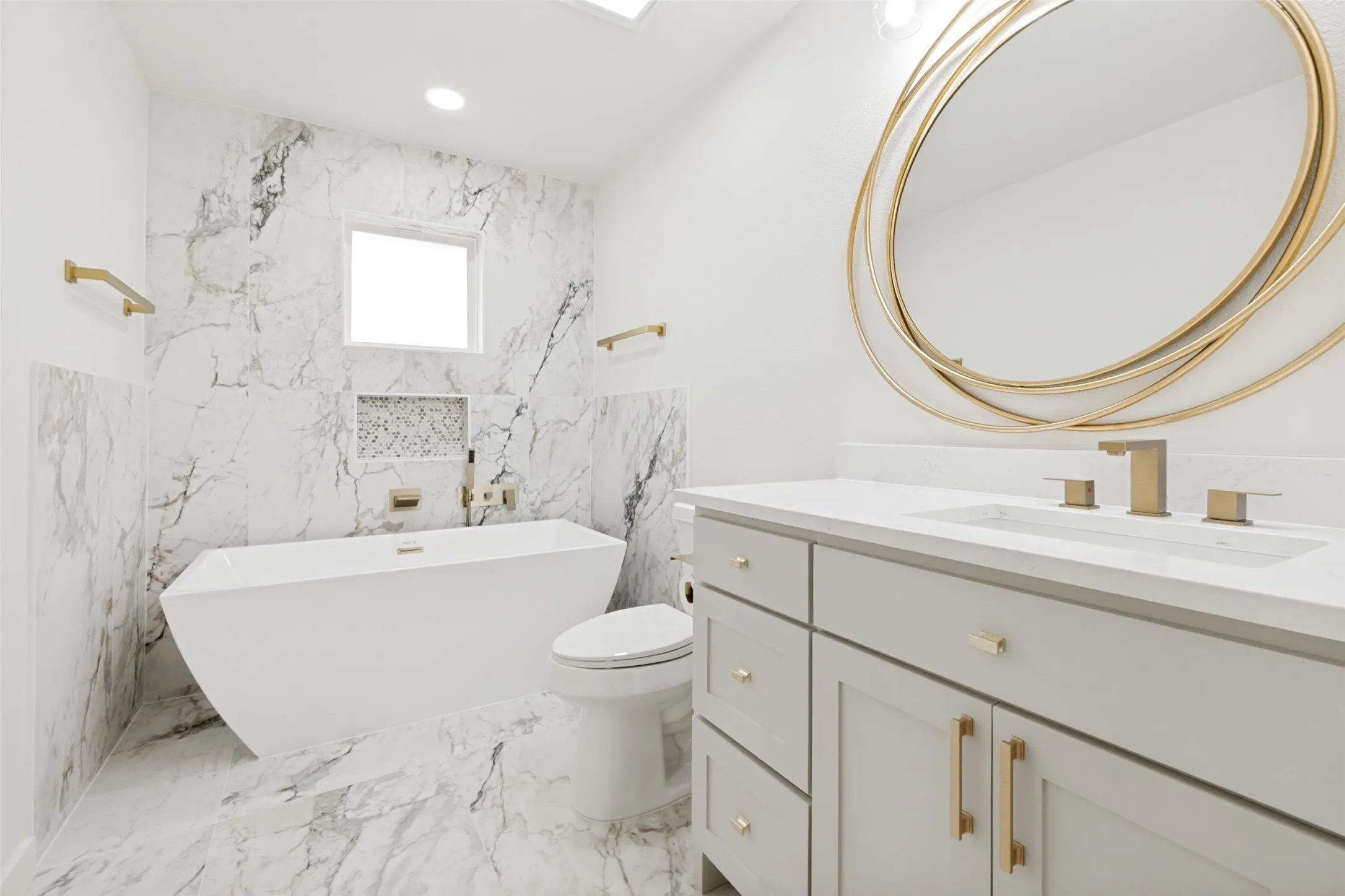 Guest bathroom with freestanding tub