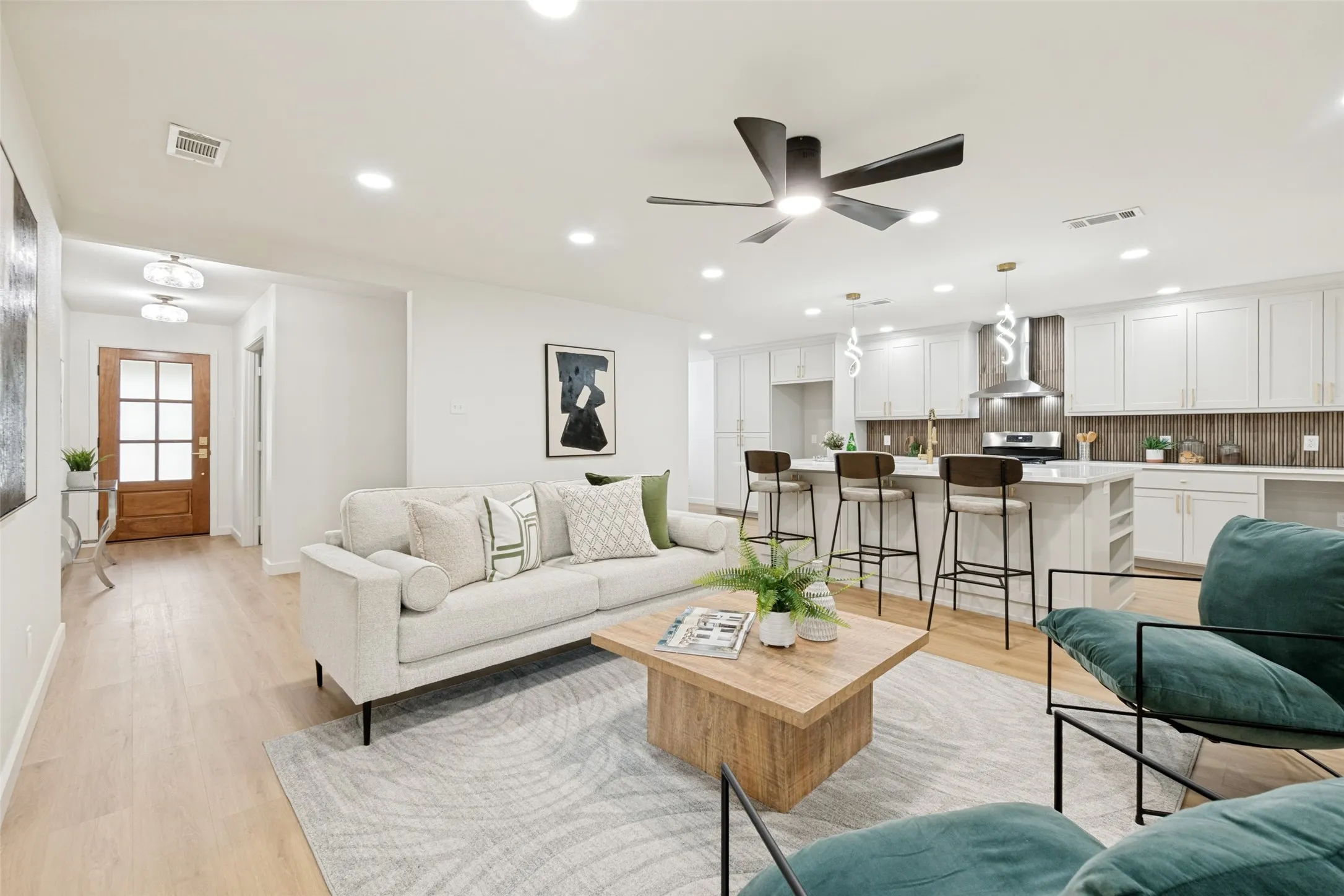 Open living room and kitchen