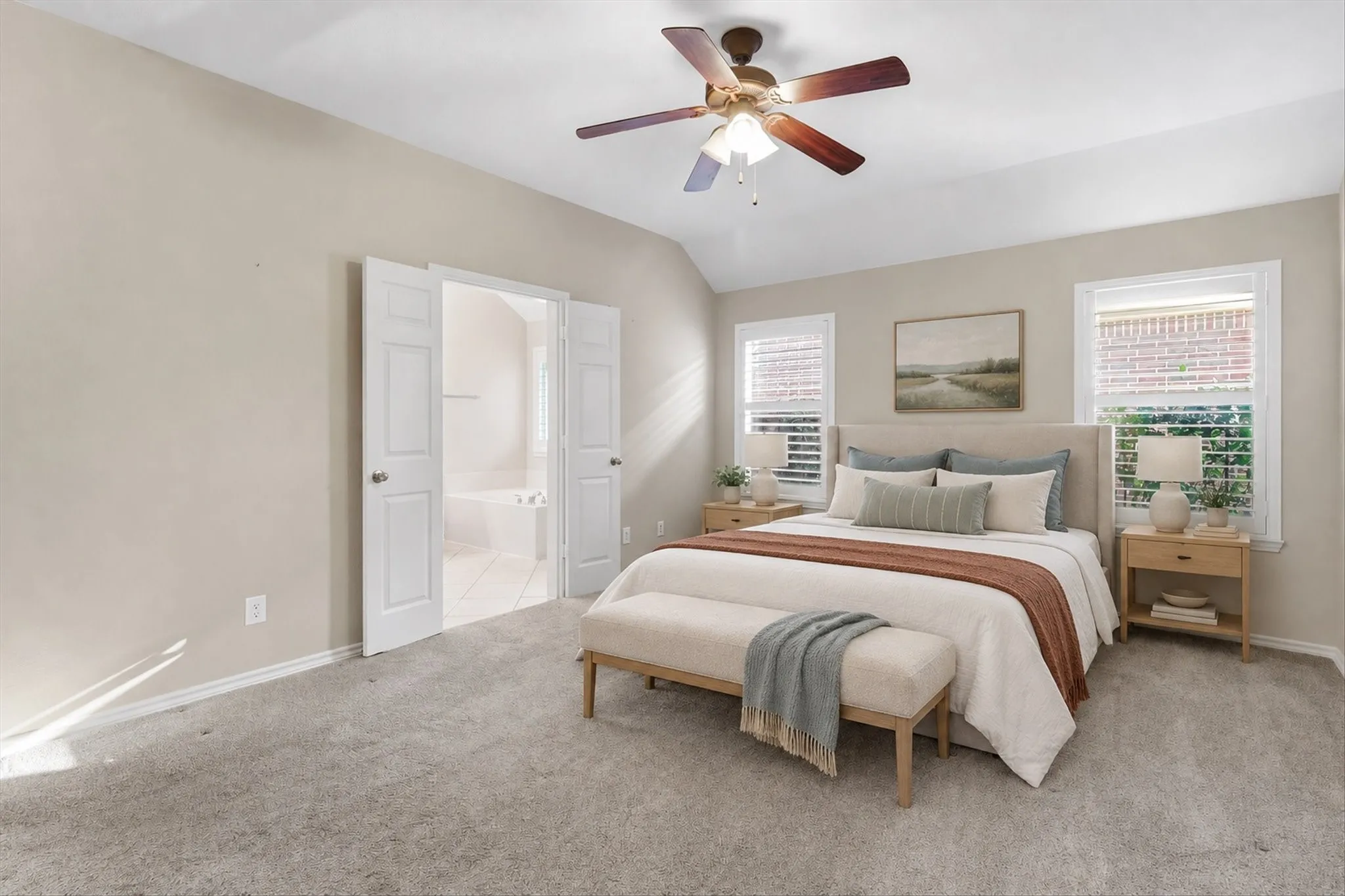 Primary Bedroom Option 2 for Bed. Virtually Staged