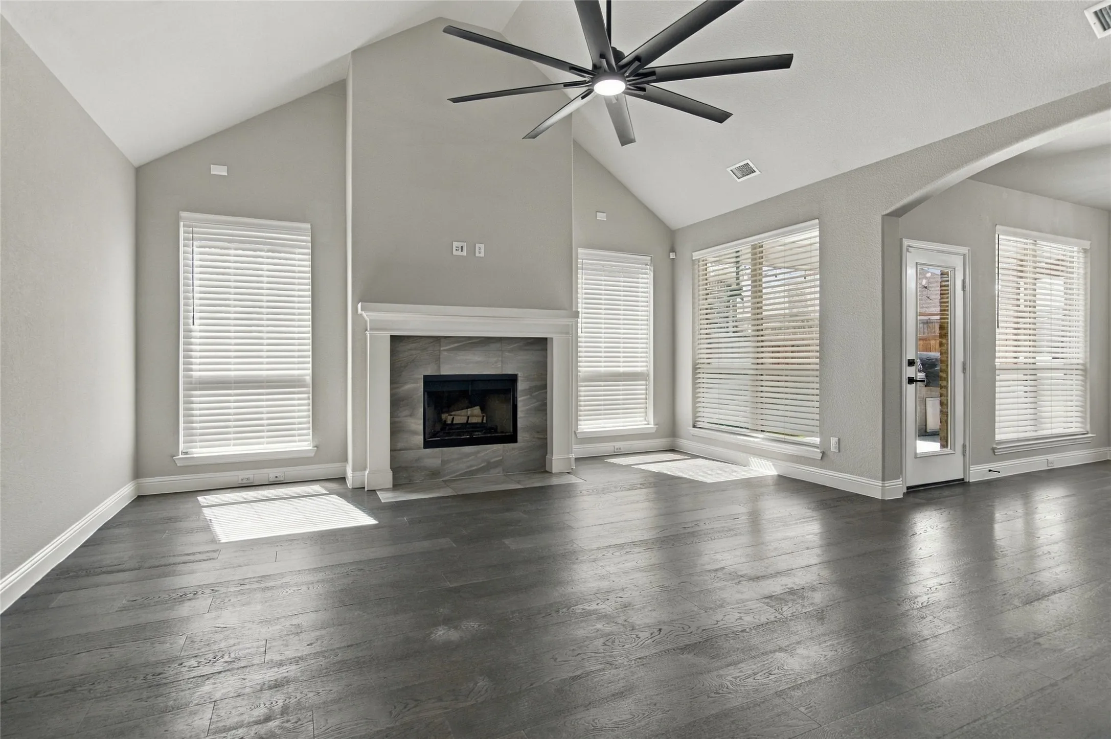 Large Family room with hardwood floors and great natural light