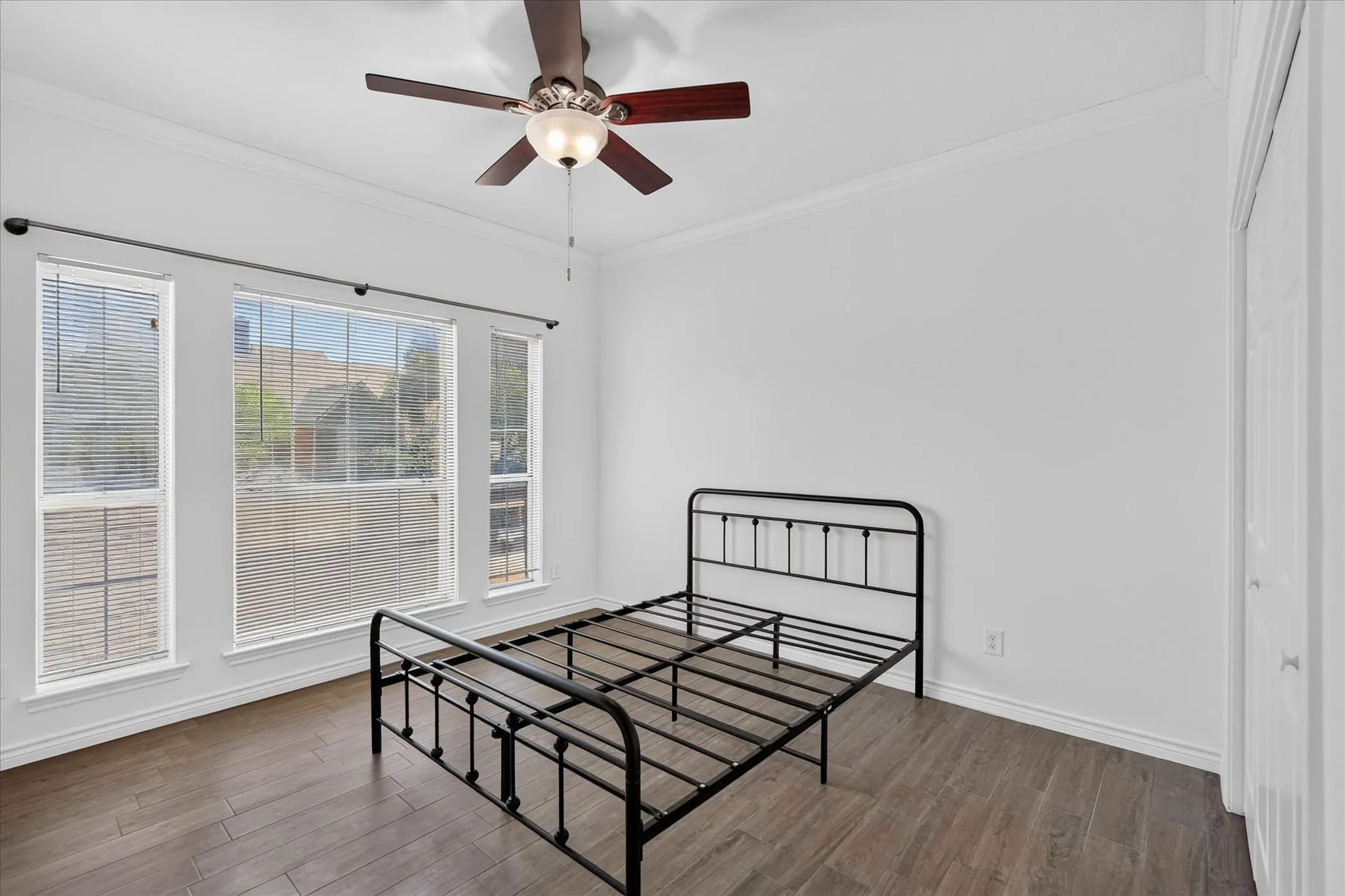 Wood-finish flooring with crown molding