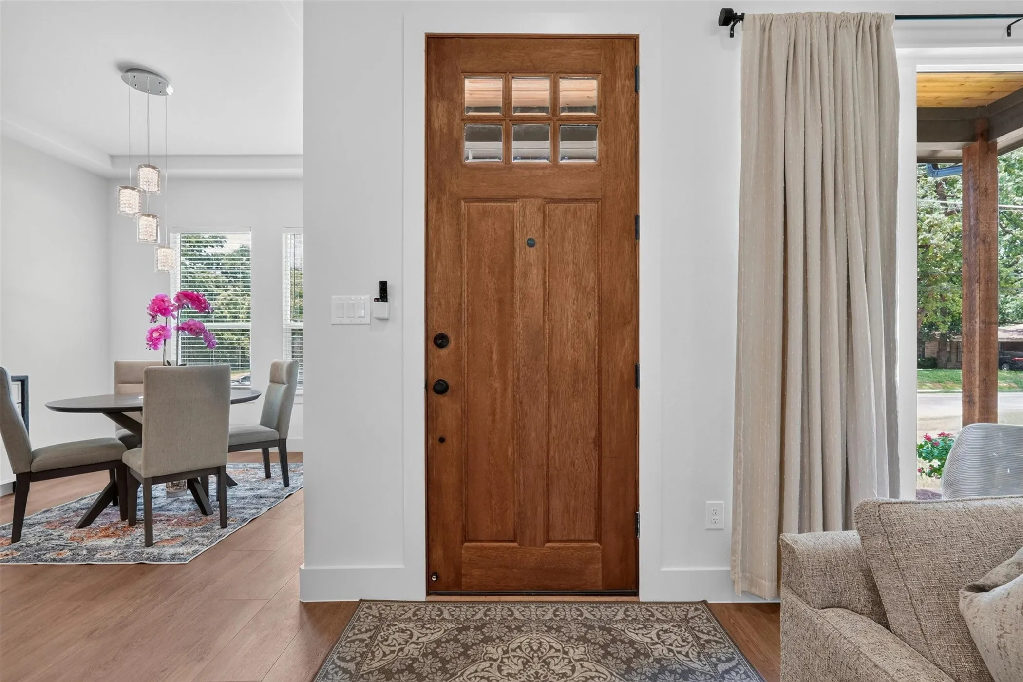 Wood-finish flooring throughout
