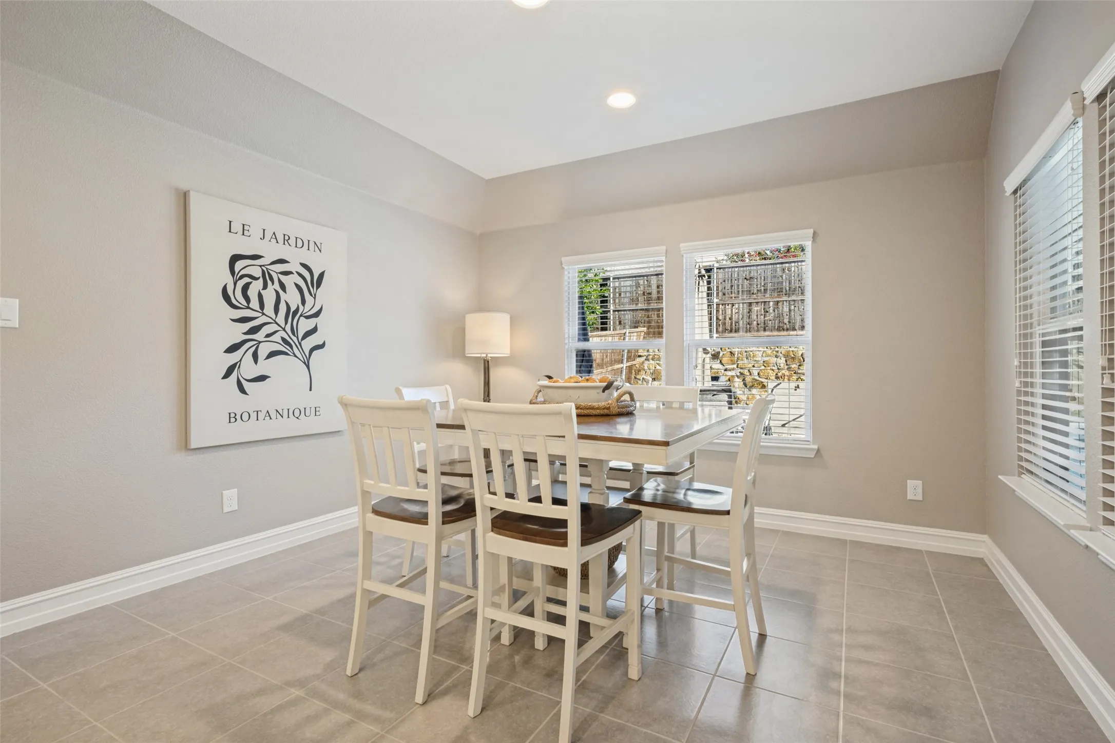 Breakfast room overlooks the backyard retreat!