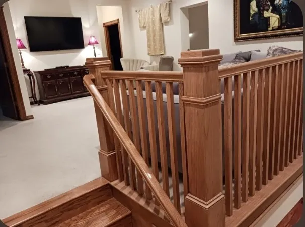 Upstairs game room, with an open railing overlooking the stairs