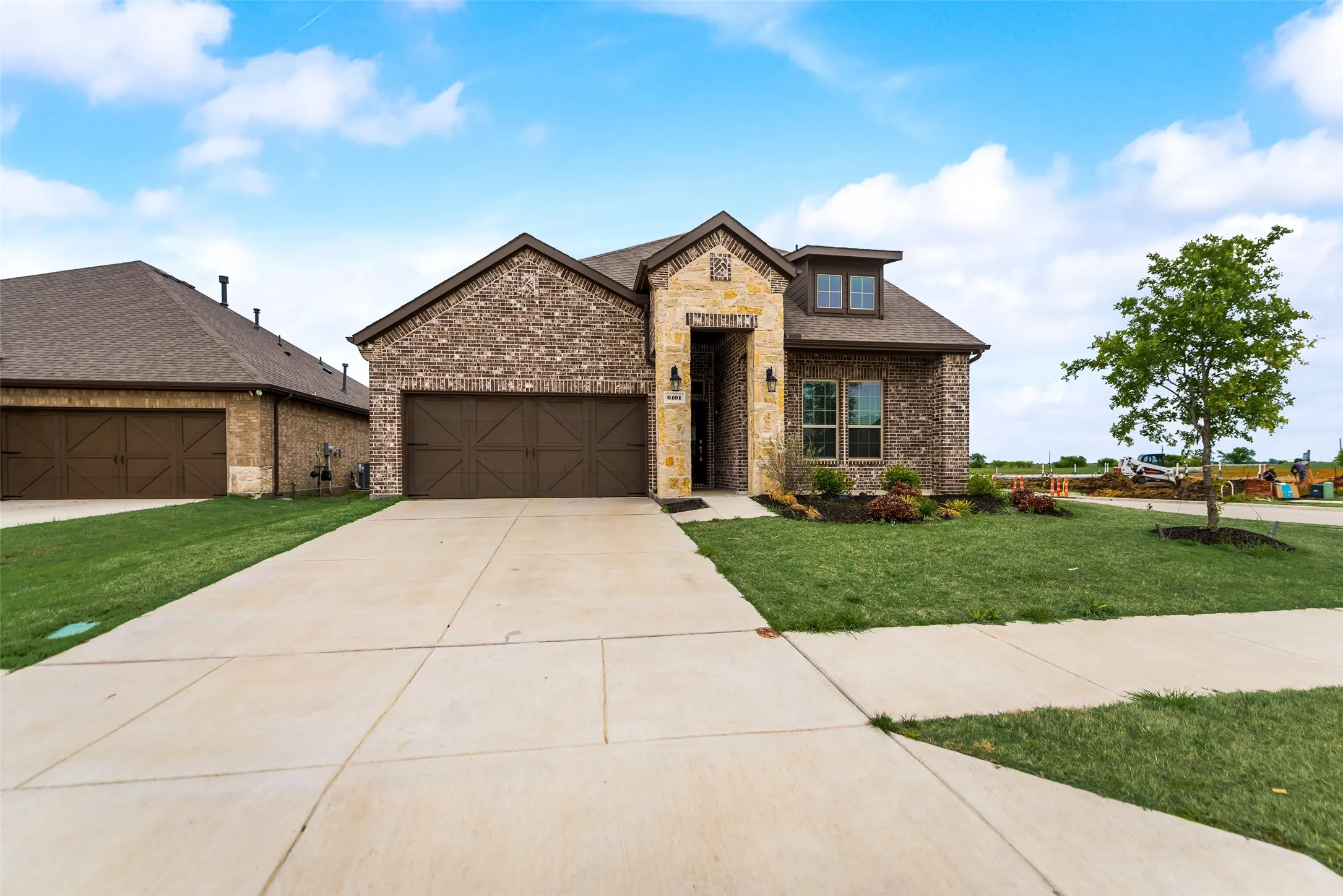 Brick and stone exterior with a gabled roof