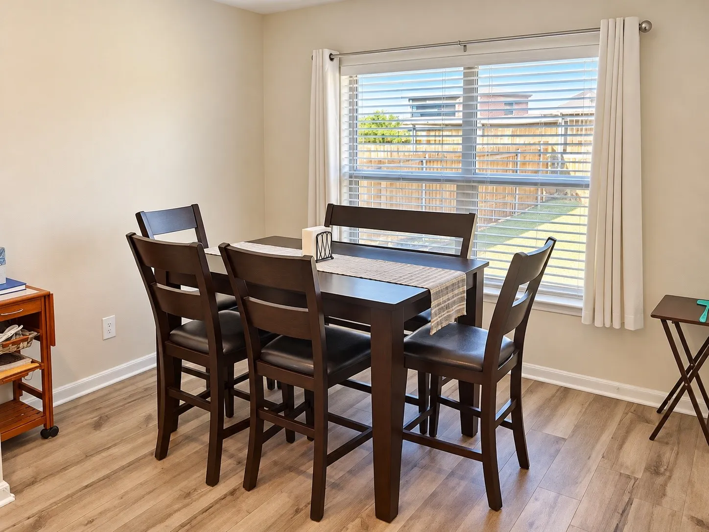 Wood-finish flooring throughout