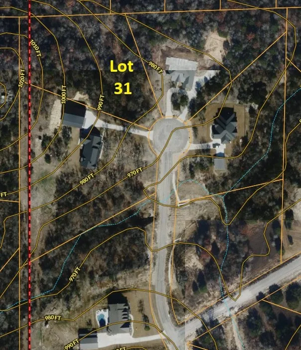 Topographic Survey Map. Displaying contour lines and lot boundaries for the property