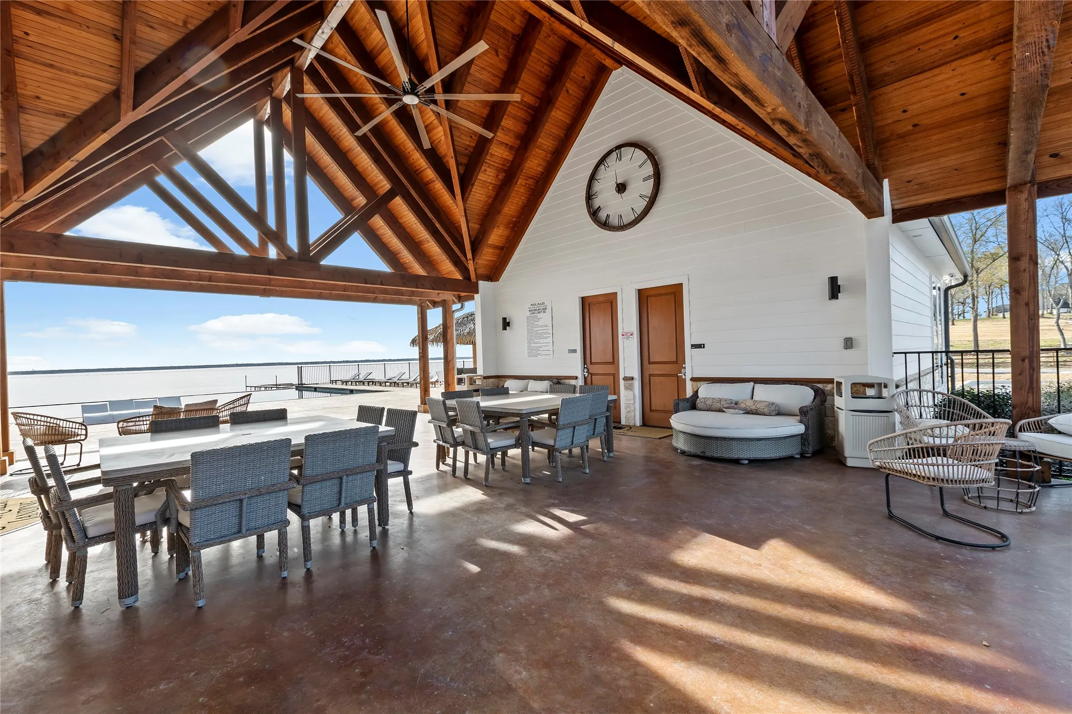 Community clubhouse covered outdoor area.