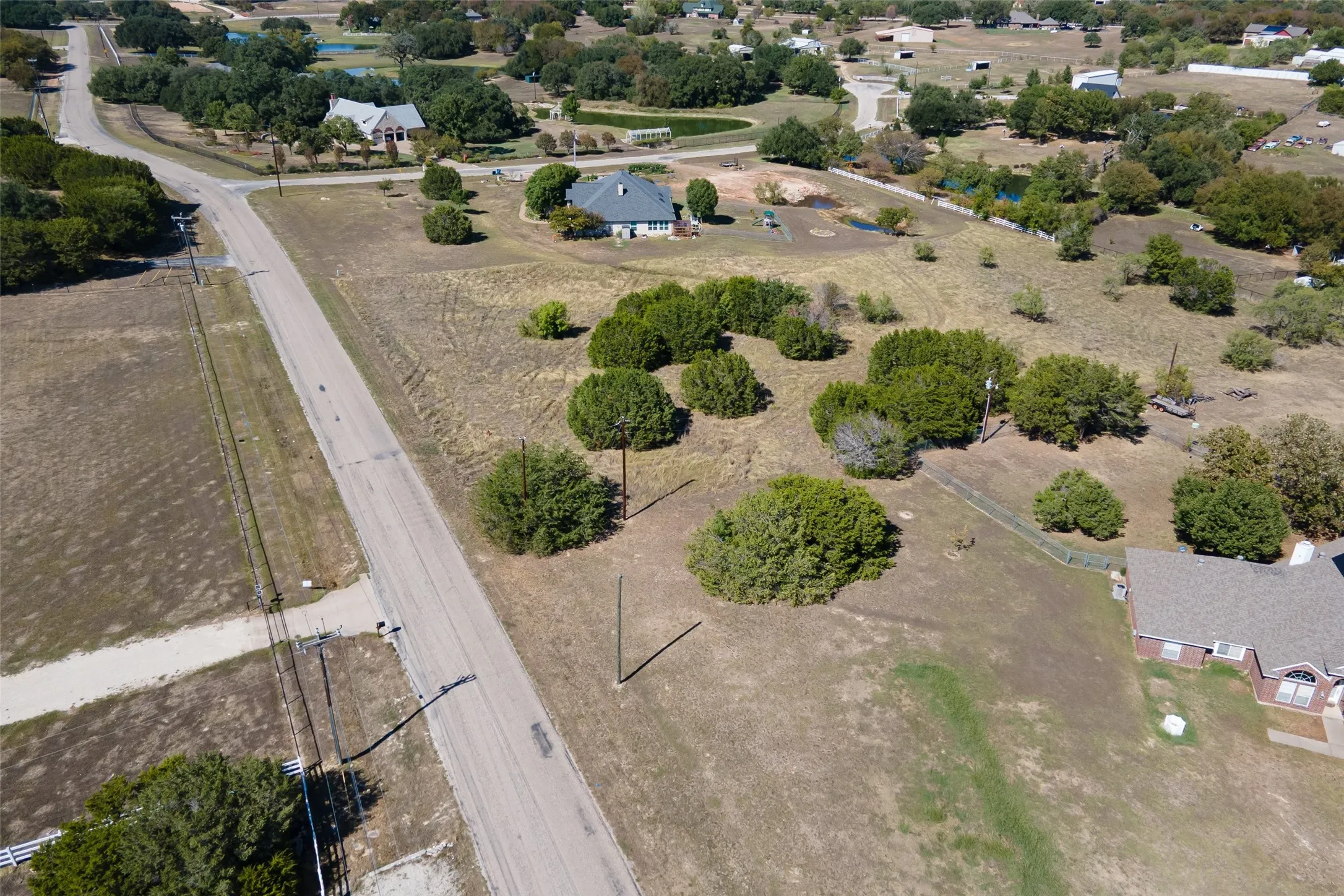 Expansive lot featuring mature trees and a paved road