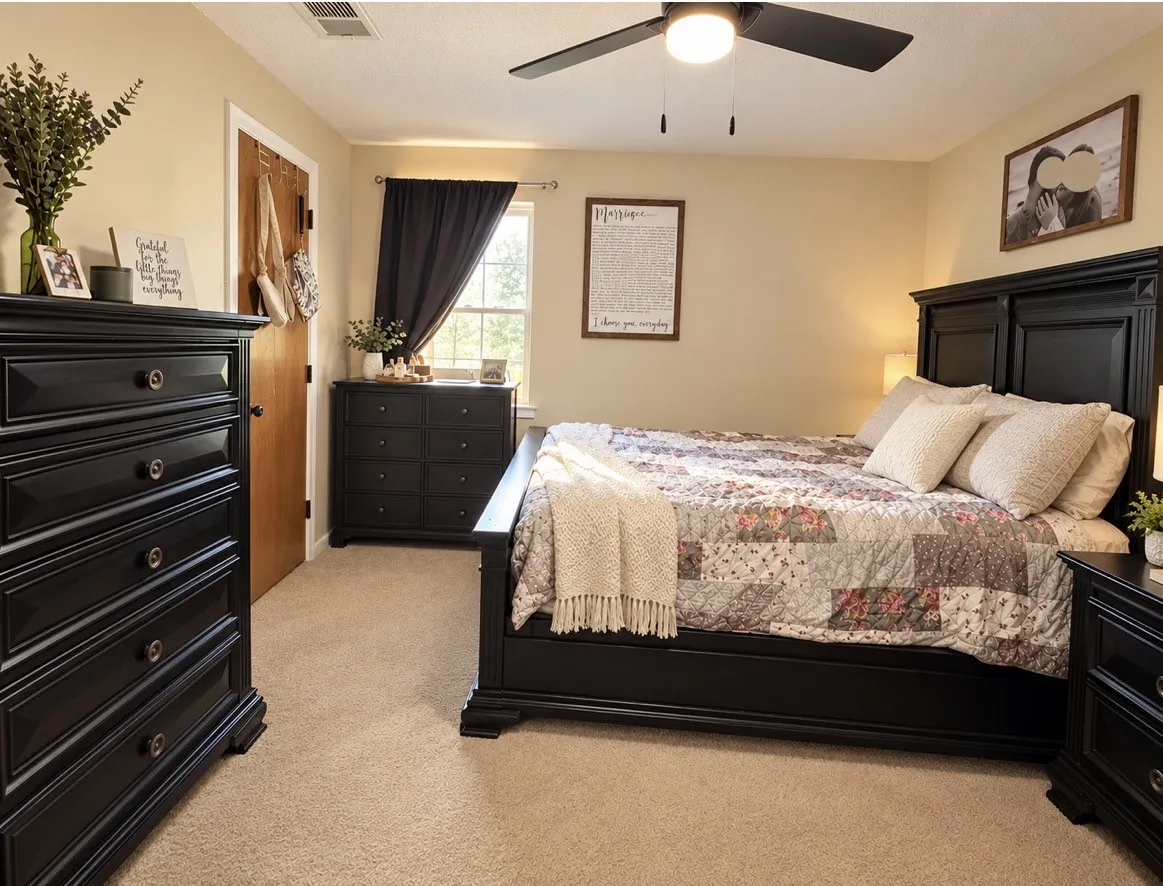 Wall-to-wall carpeting throughout