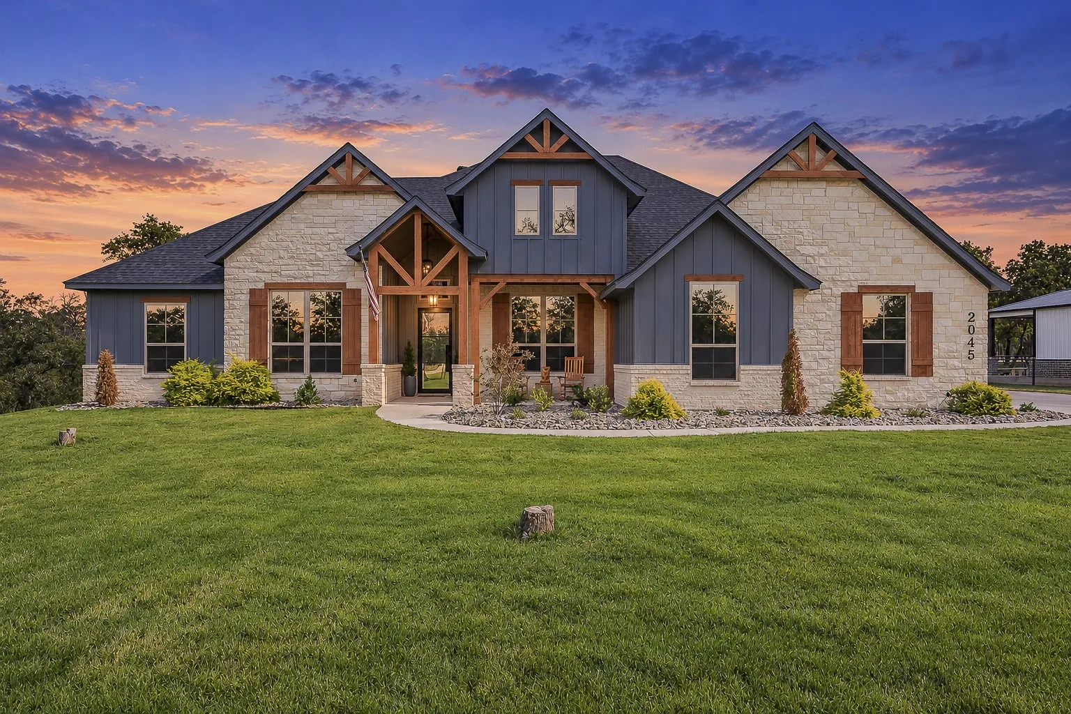 Brick & Stone Modern Farmhouse in Glenhollow Ranch!