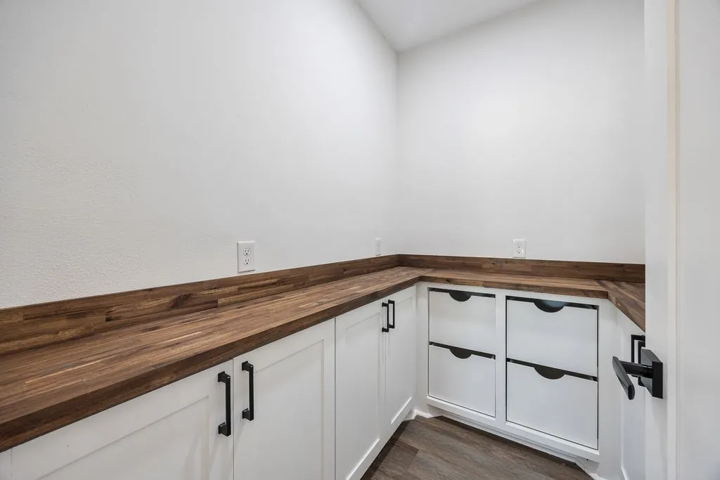 Large pantry with butcher block