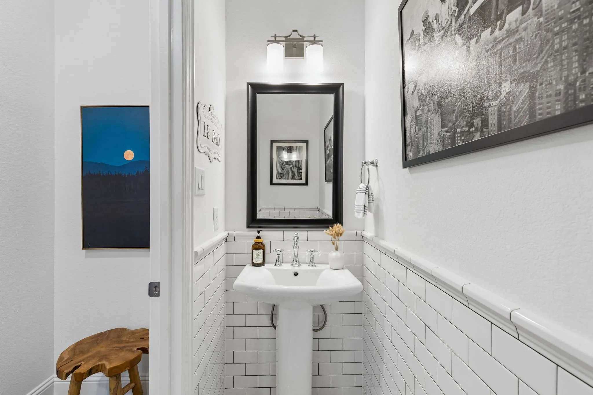 Powder Bath off Family Room, adjacent to a beautiful art nook.
