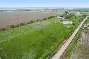 Expansive green fields with a dirt road, bordering a plowed field