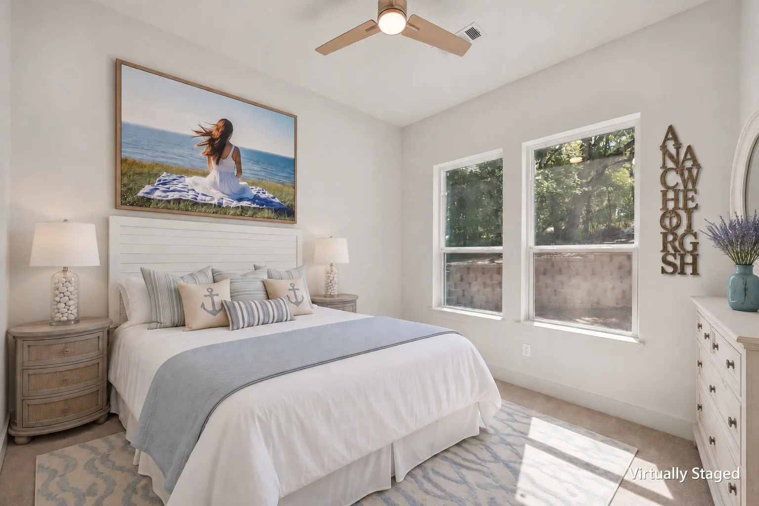 Virtually staged bedroom.