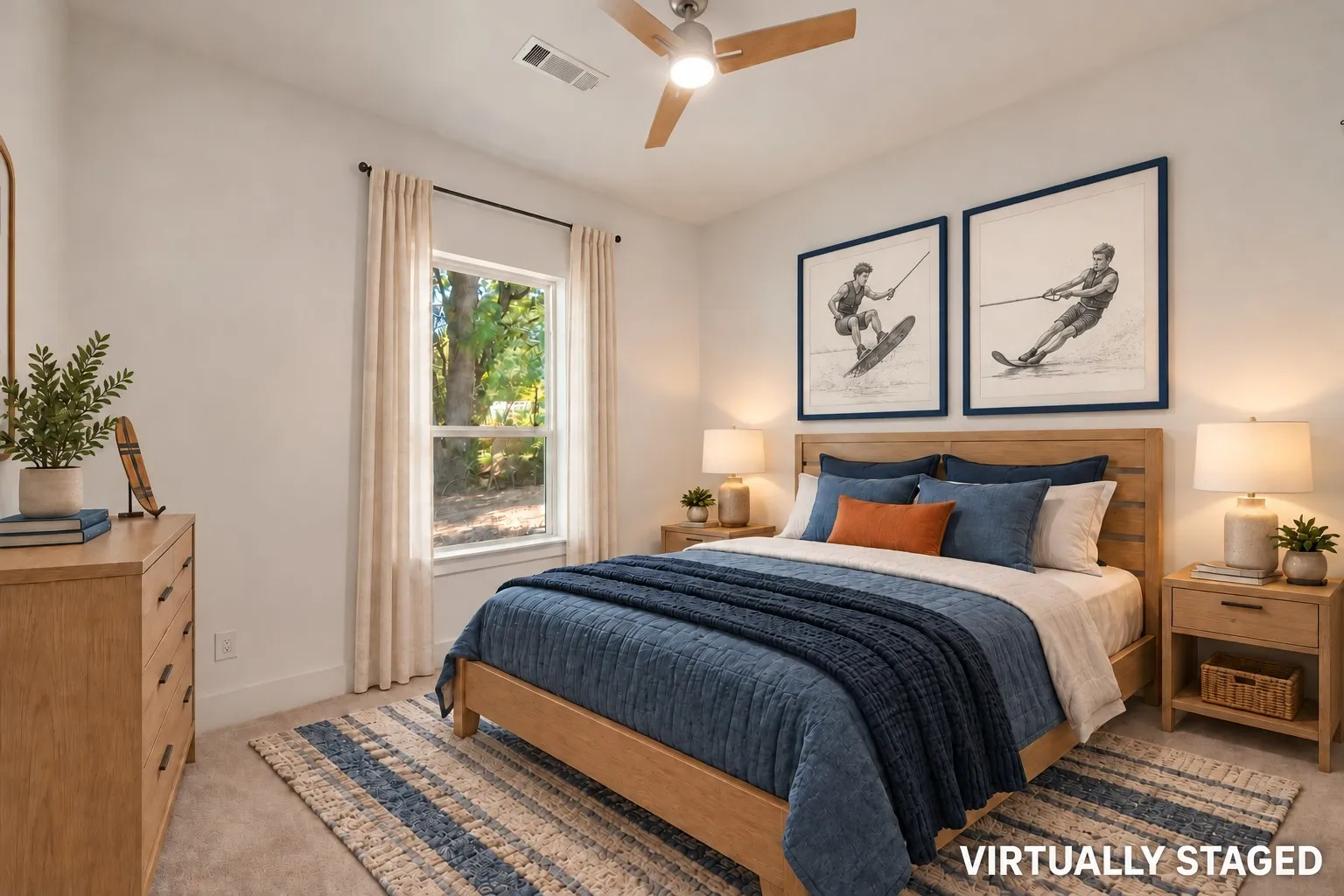 Virtually staged bedroom.