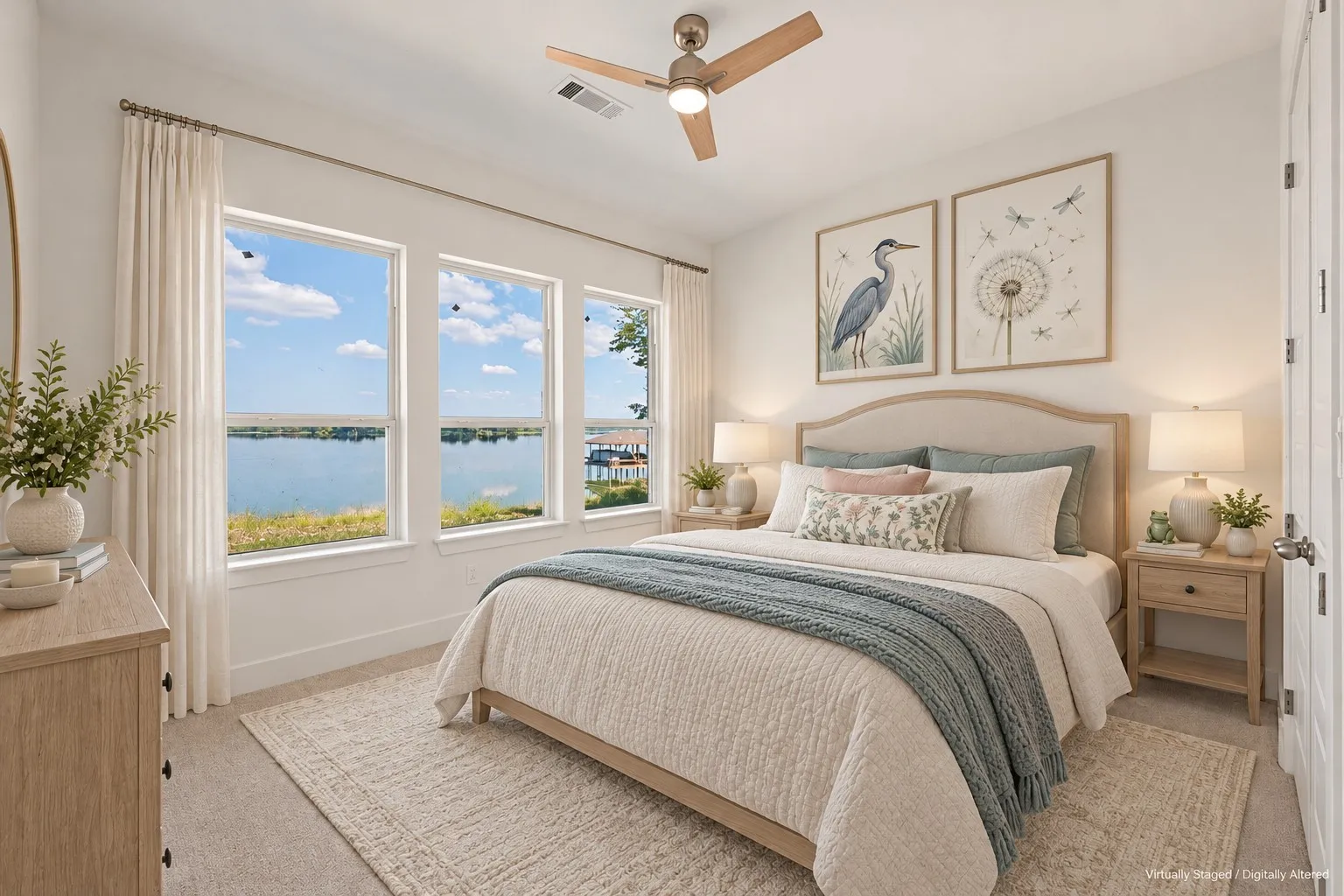 Virtually staged bedroom.