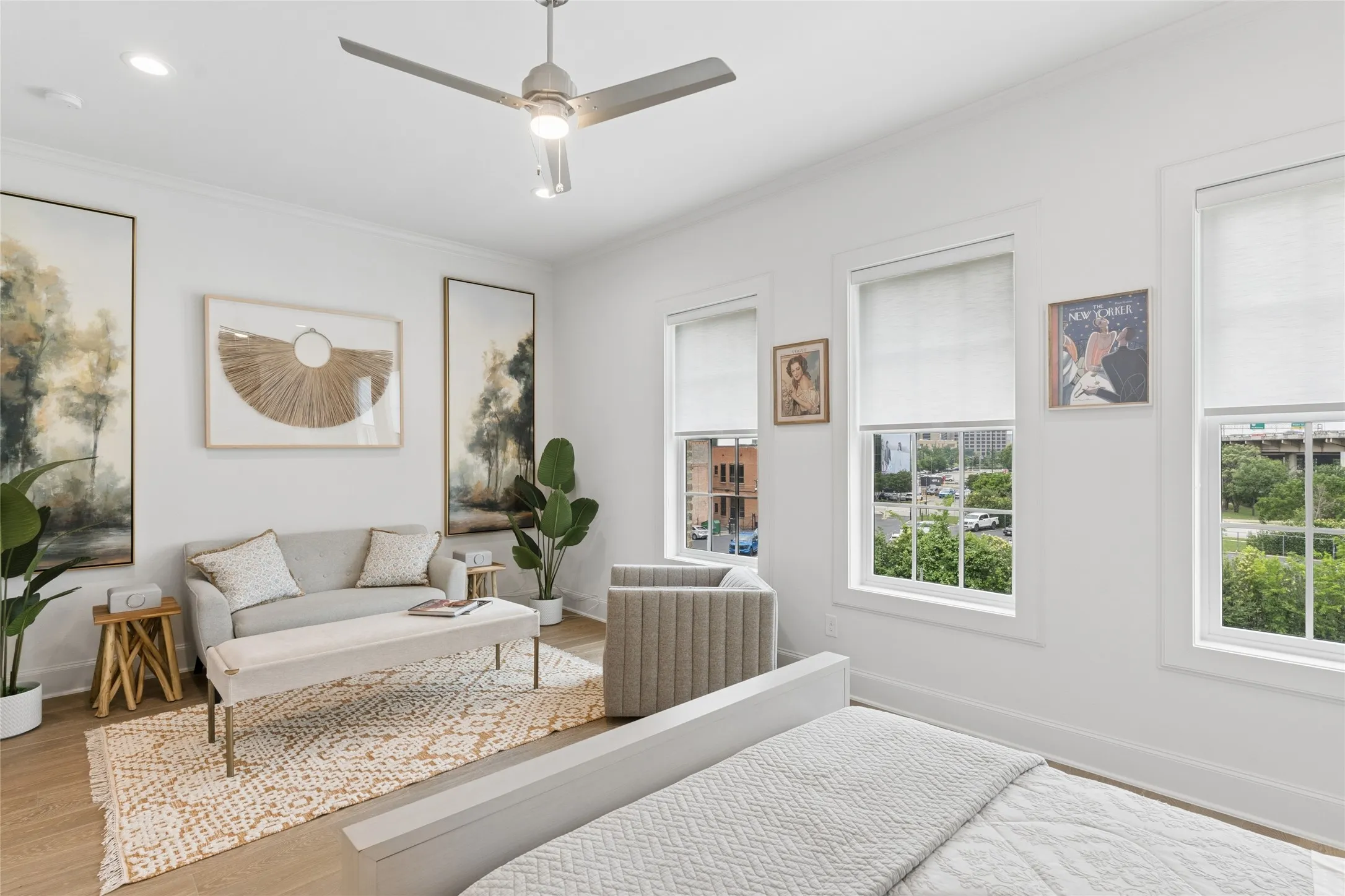 Huge primary bedroom with room for sitting area. Image of model home with similar layout.