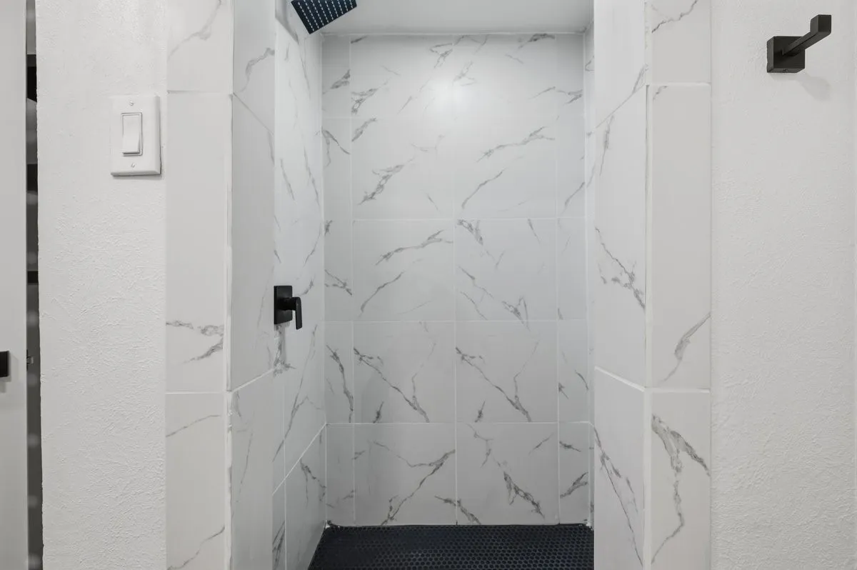 Walk-in shower in primary bathroom
