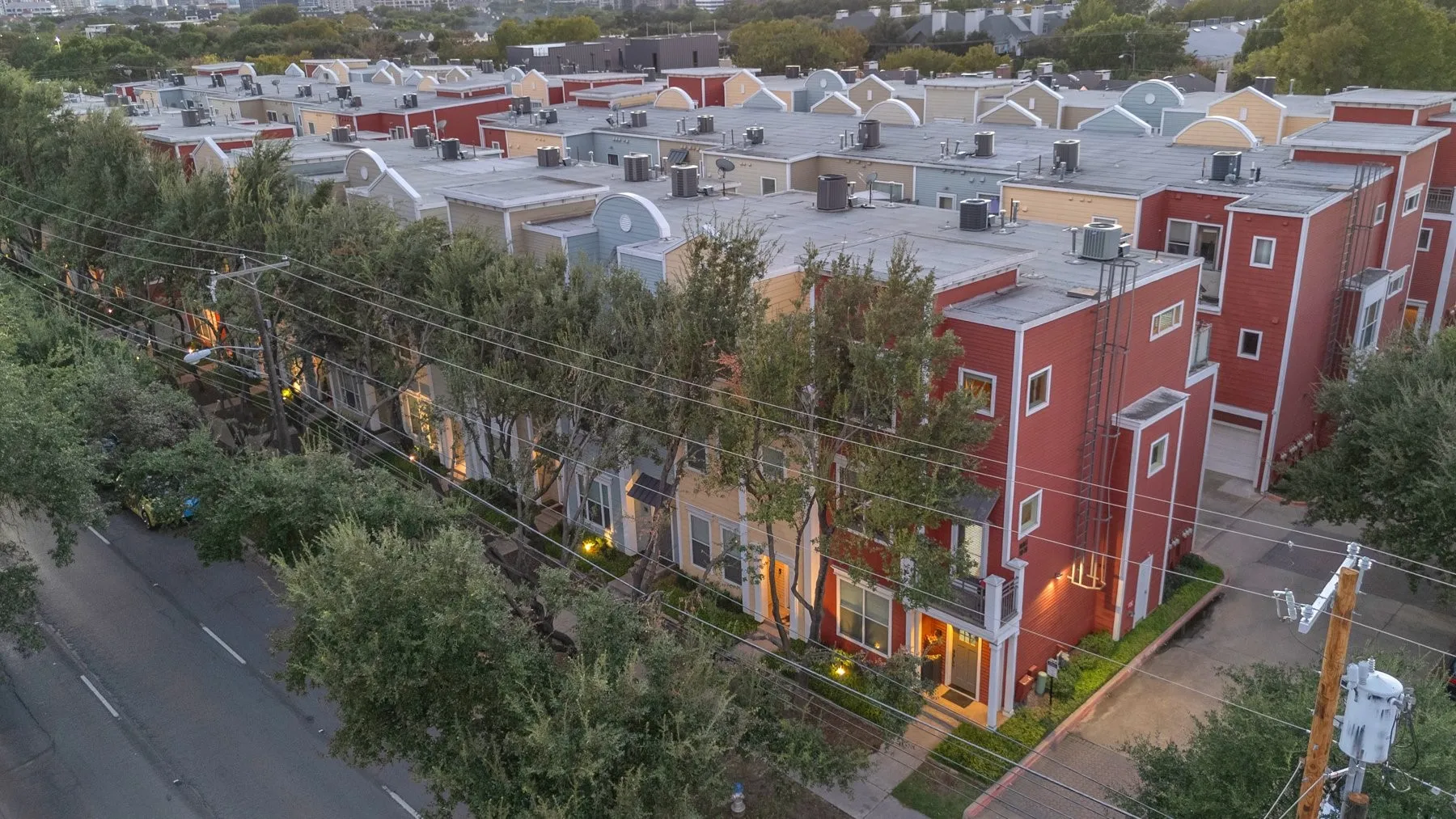 Aerial view of the community showing the end-unit location of #18