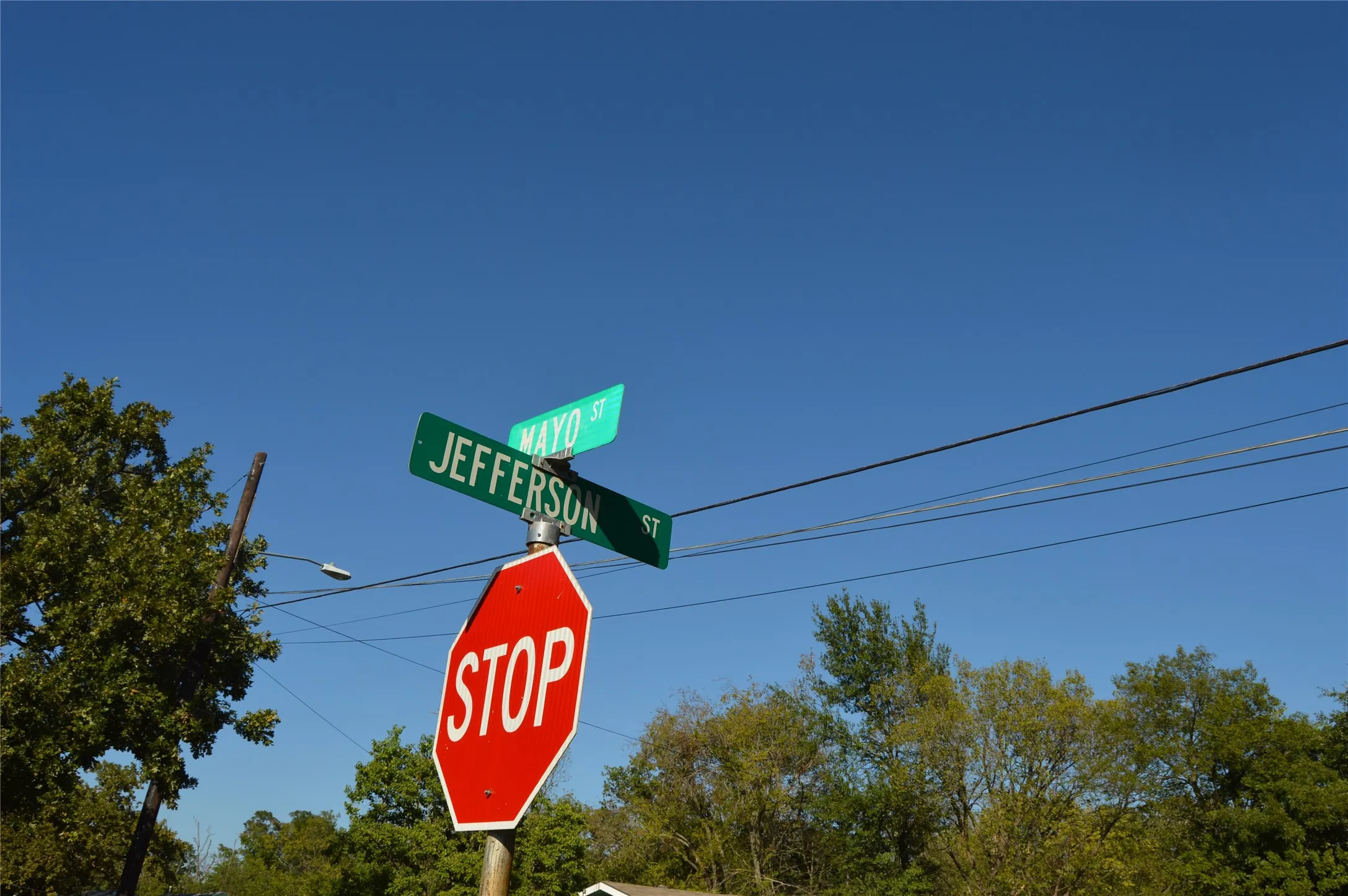 Located at intersection of Mayo and Jefferson