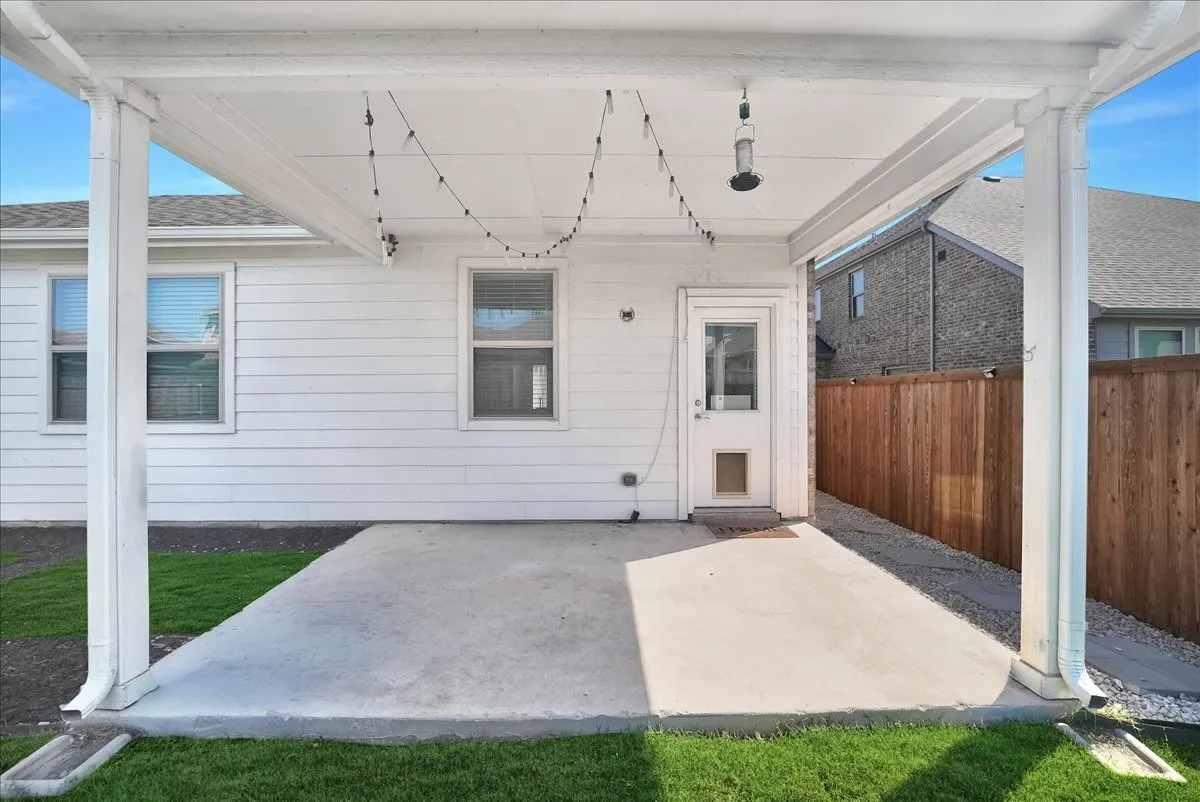 covered patio in backyard
