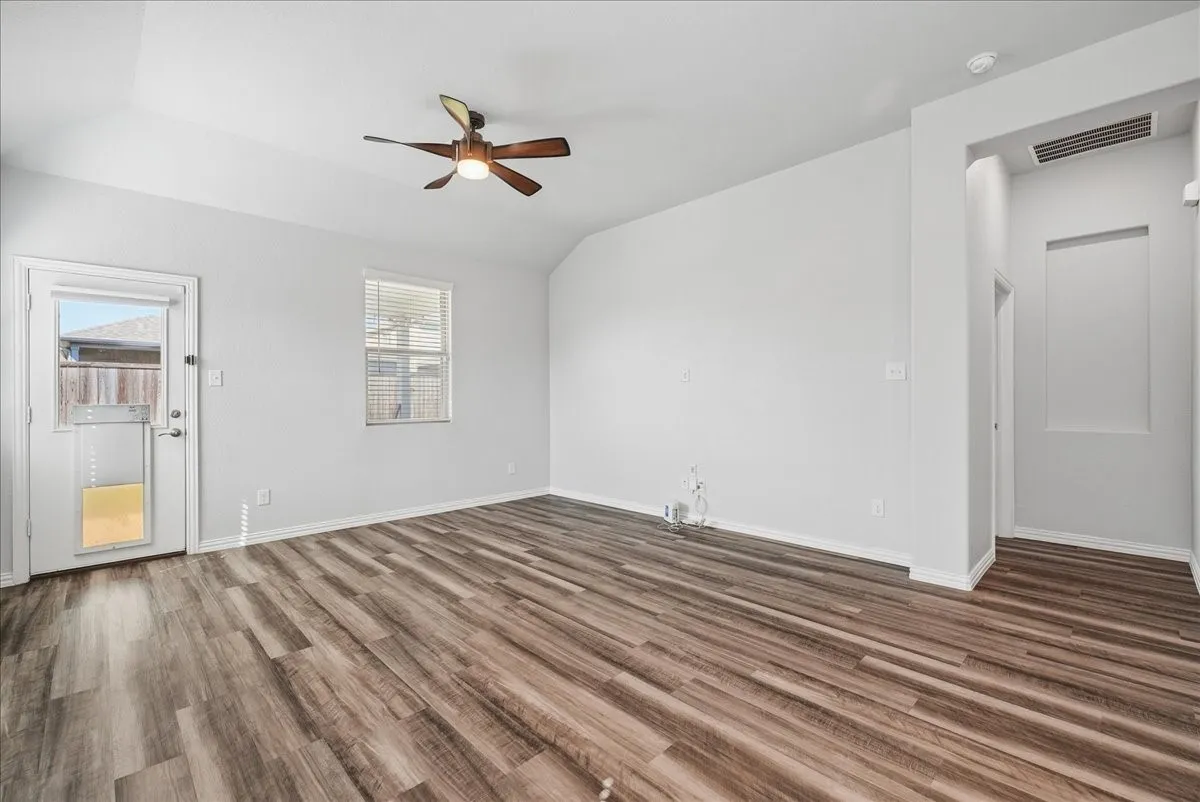 view of living room and master bedroom hall