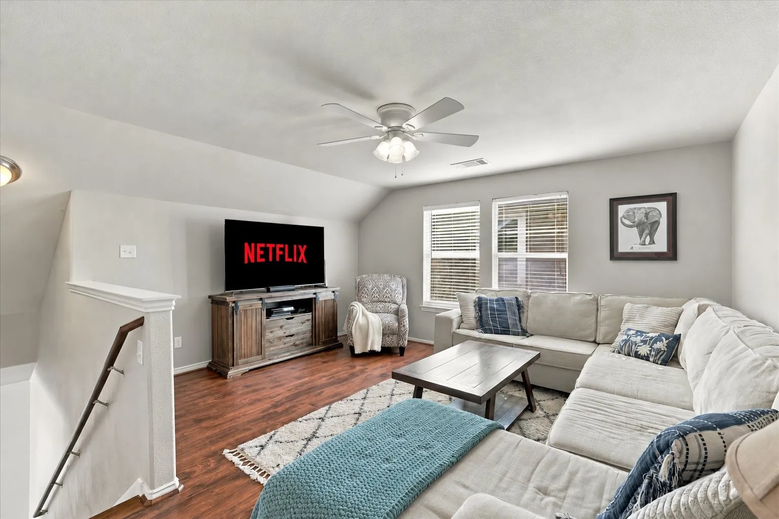 Second level family room that is huge! Great for families, secondary living, crafts, etc.