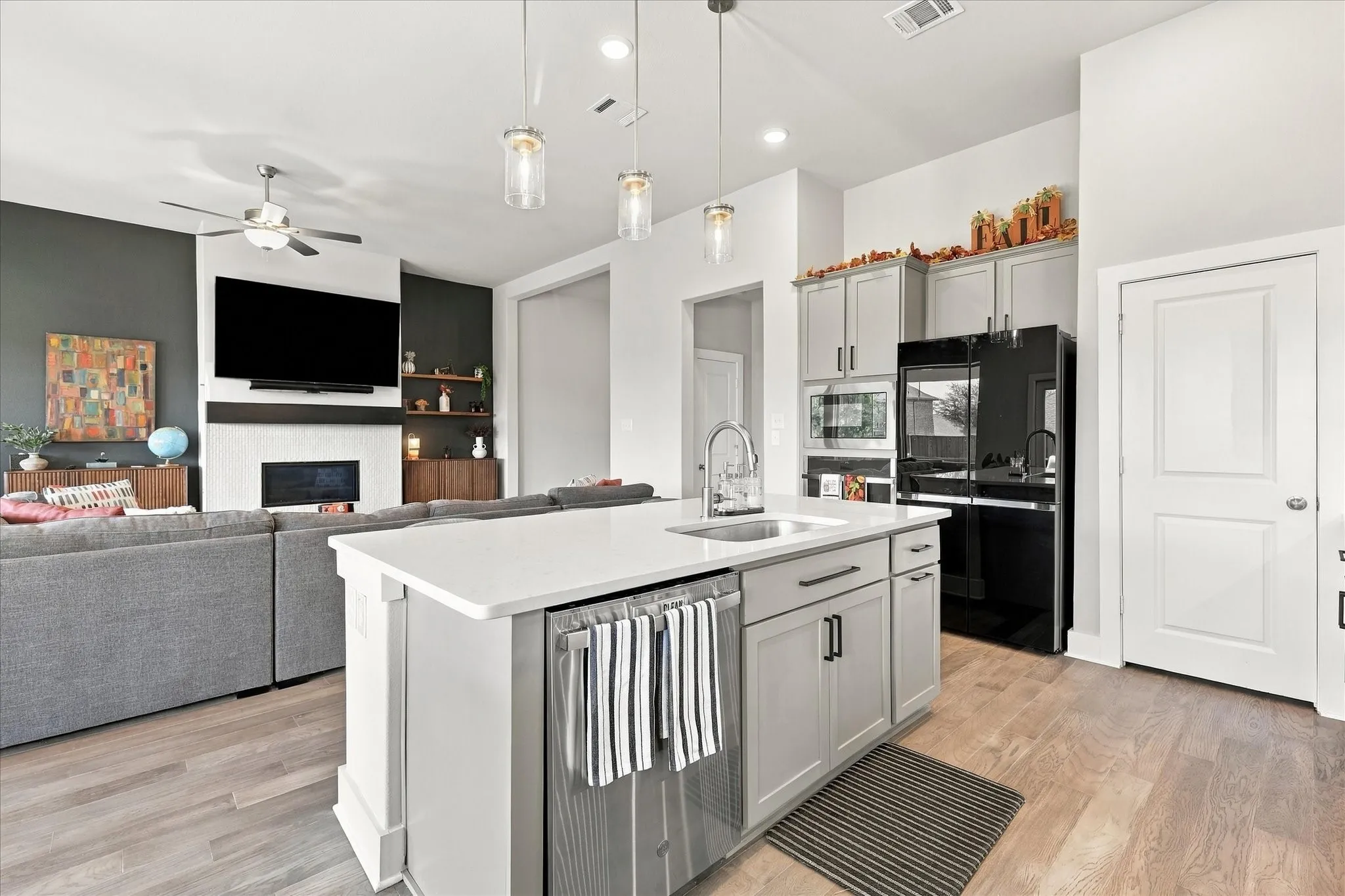 Kitchen is open to the rest of the house.
