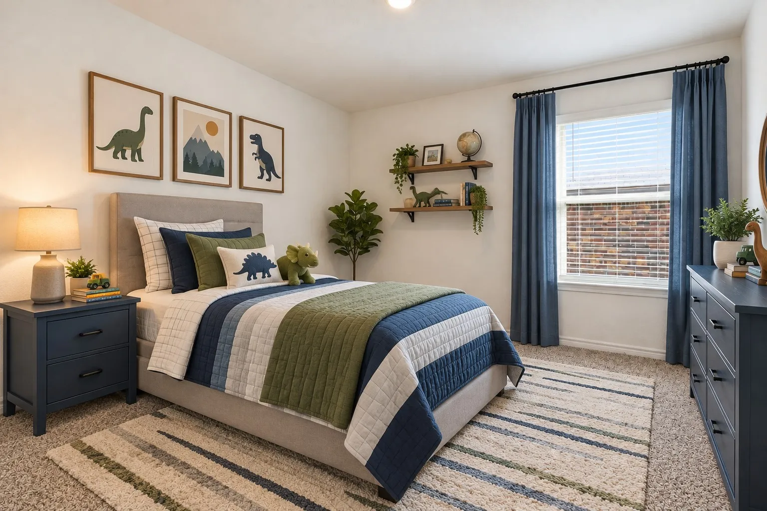 Virtuallly staged second bedroom.