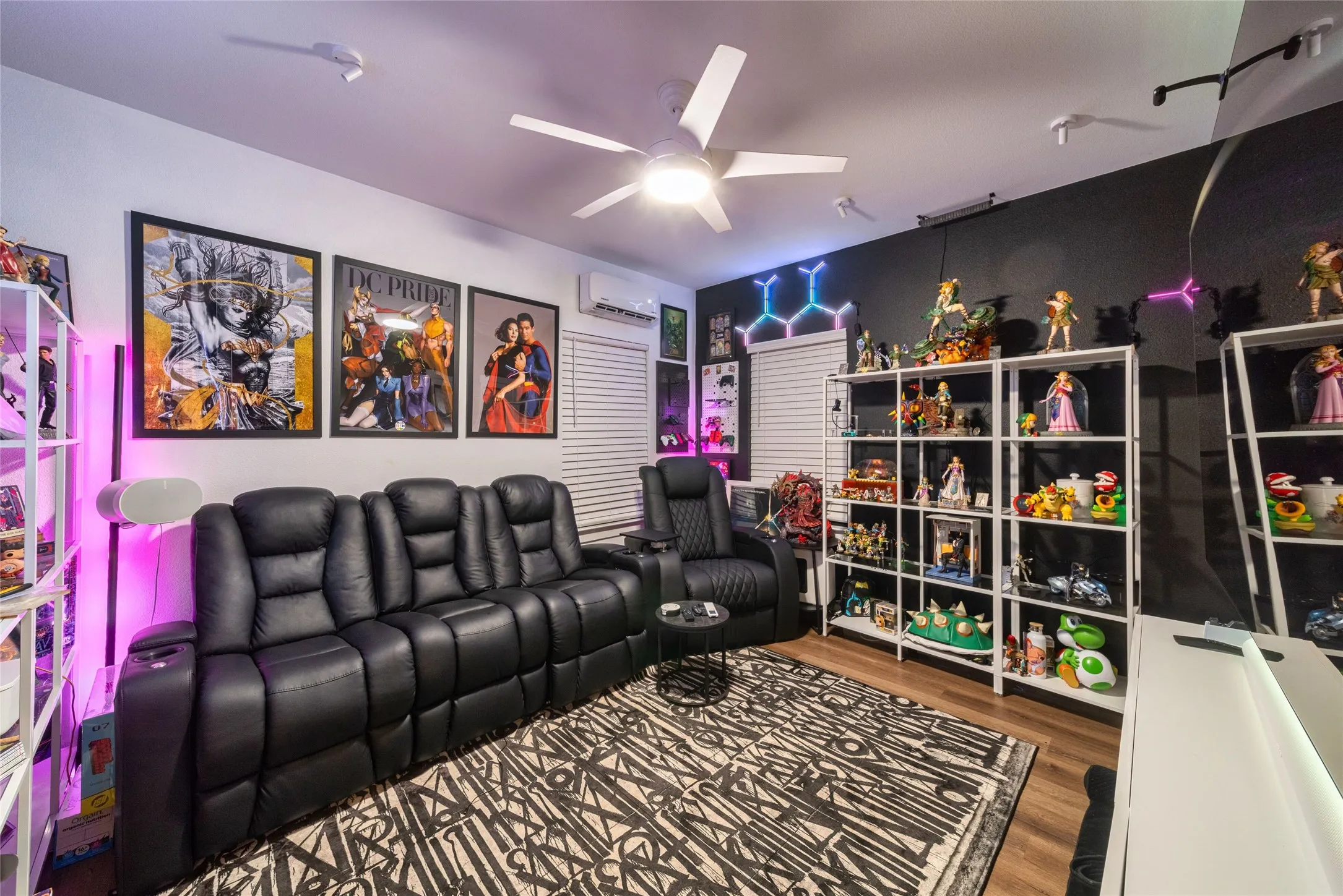 Bedroom being used as a media room