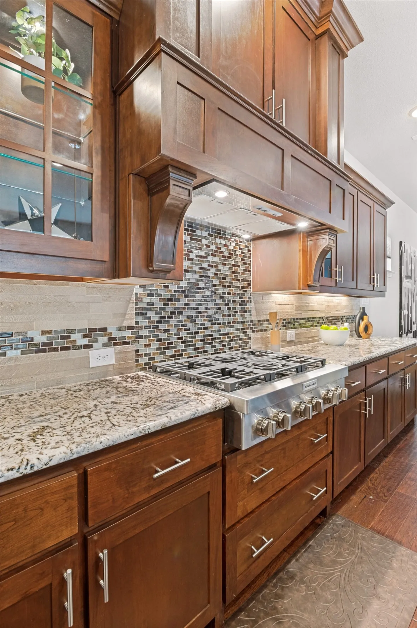 6 Burner Gas cook top & commercial grade vent.