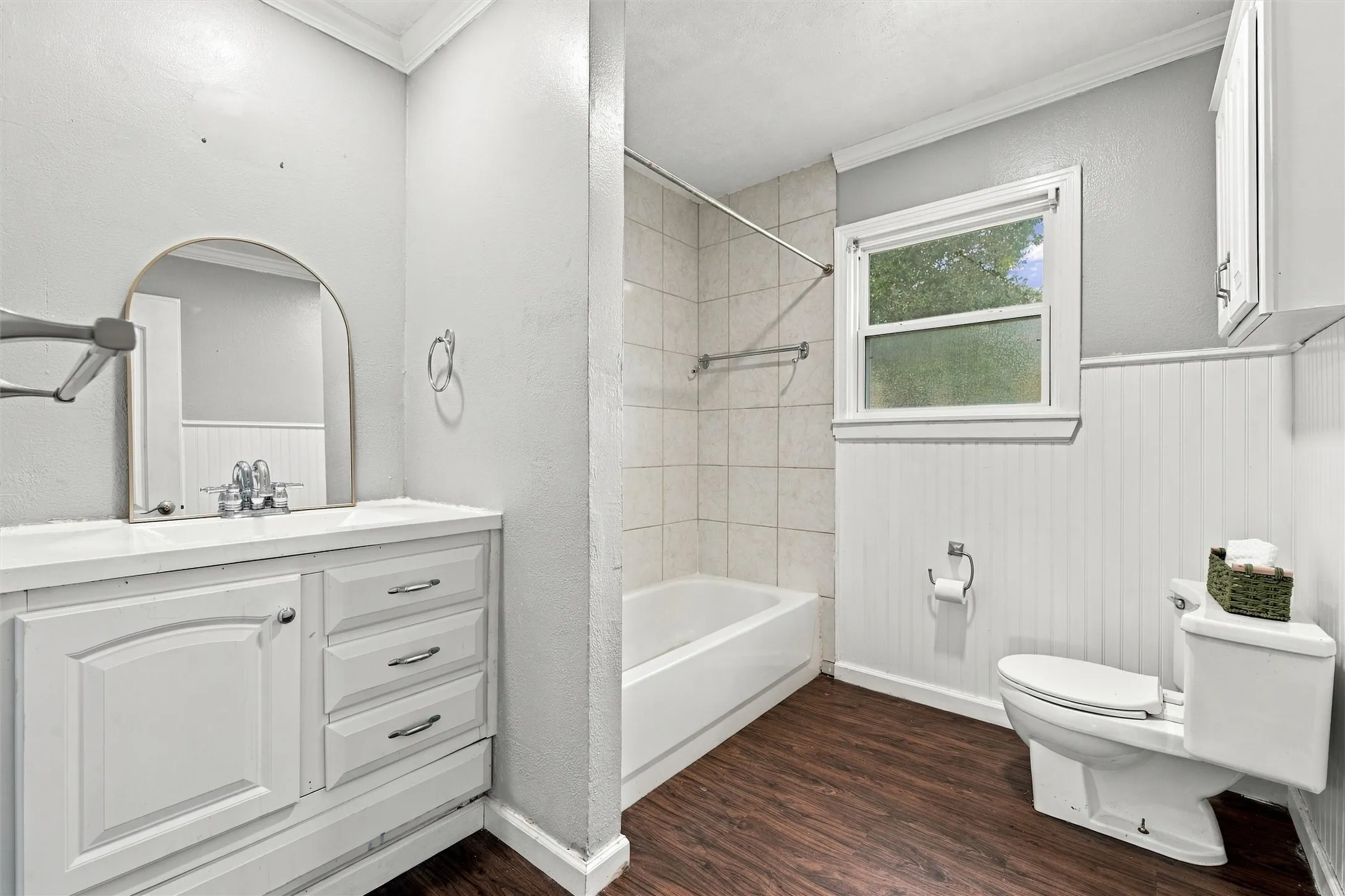 new vinyl flooring and linen closet