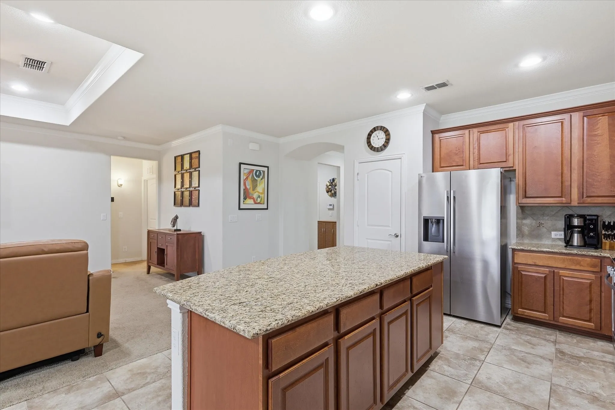 Kitchen with pull outs in some of the cabinets
