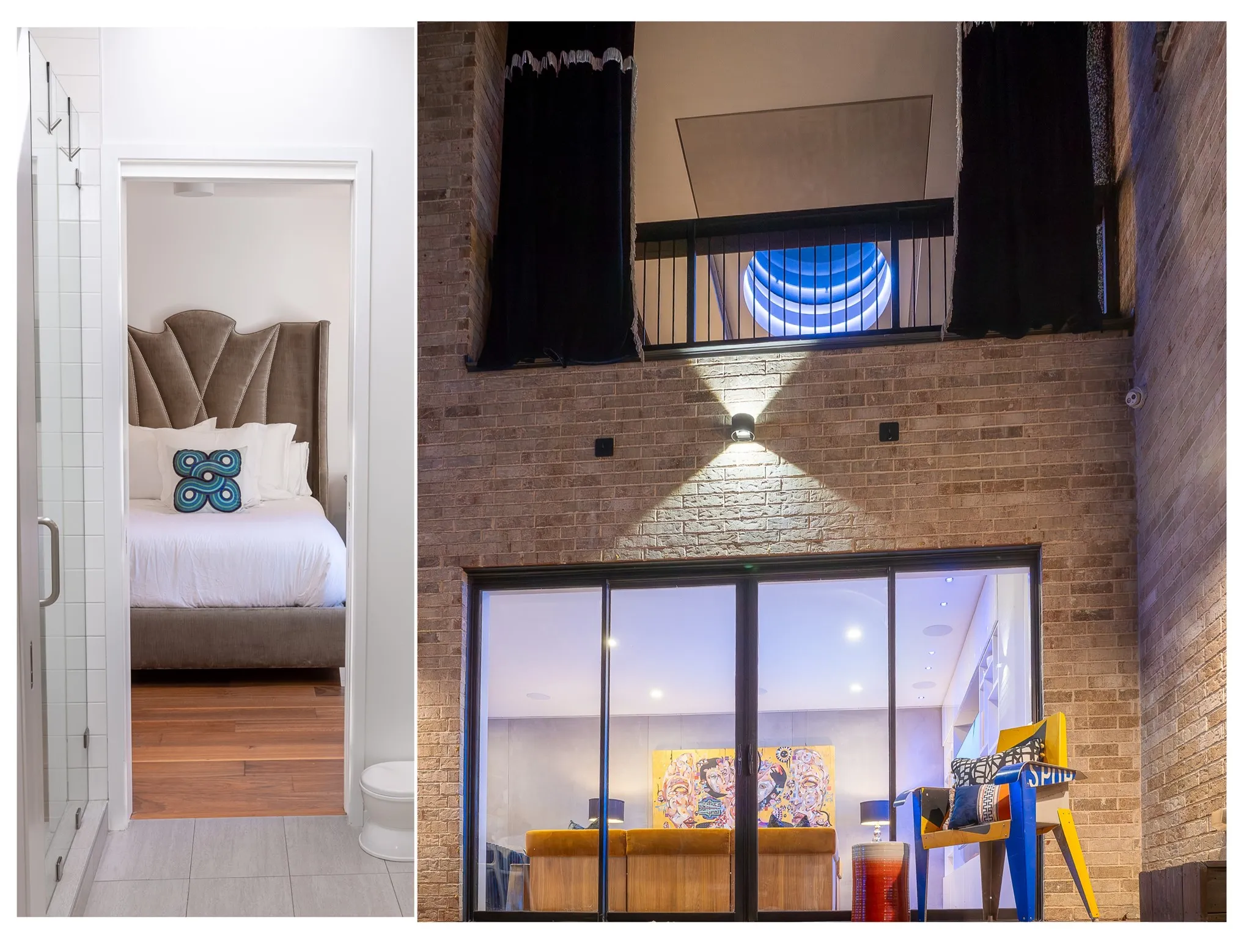 Inspiring views out to a private front courtyard and the neighborhod from the study