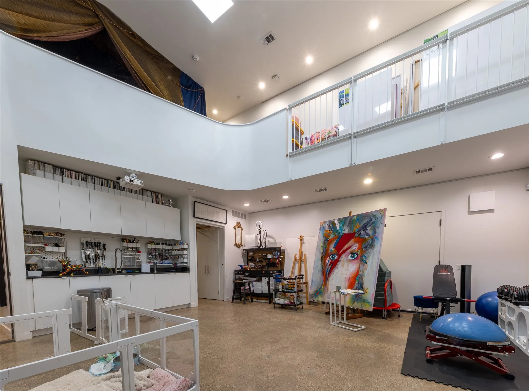 Currently used as an art studio with an attached large storage room.