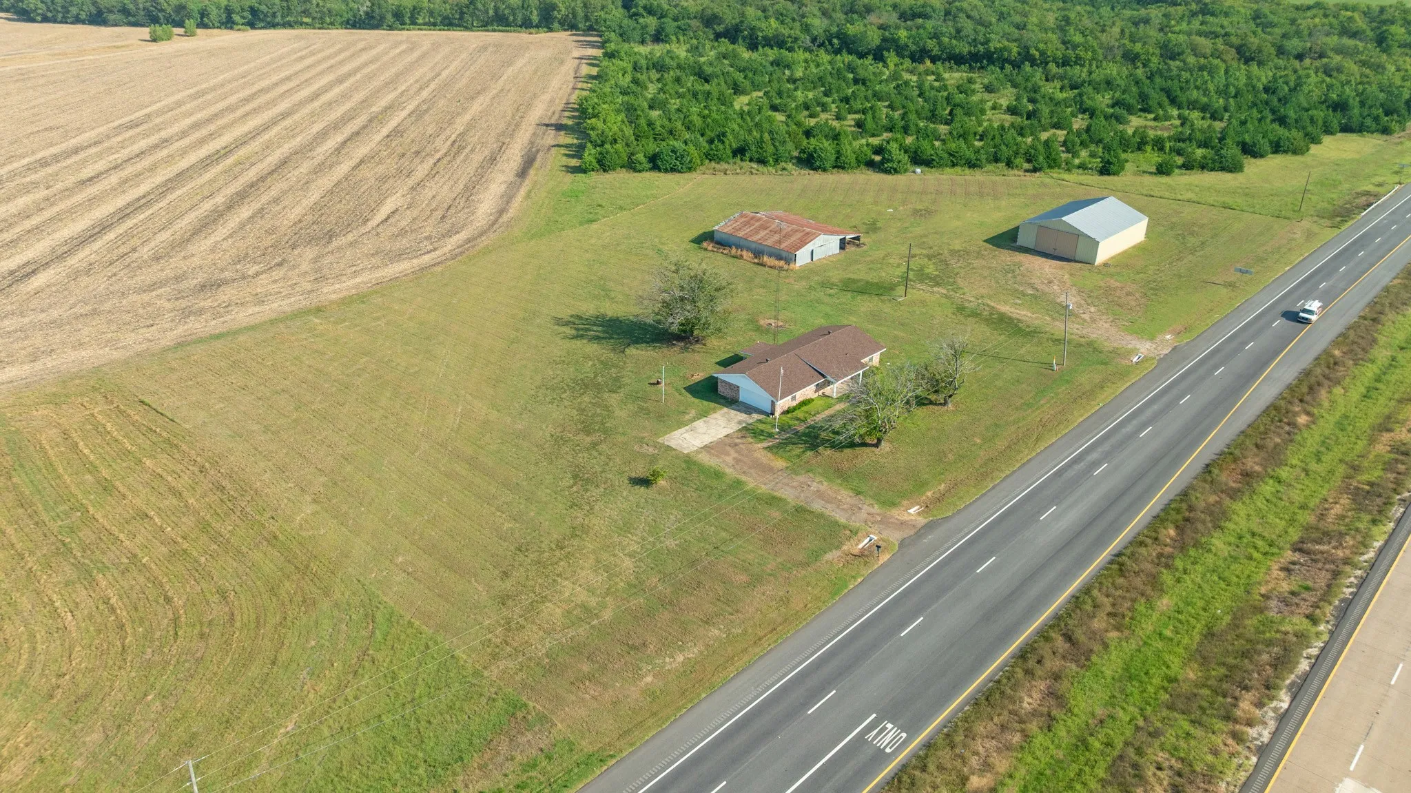 Aerial view of sparsely populated area