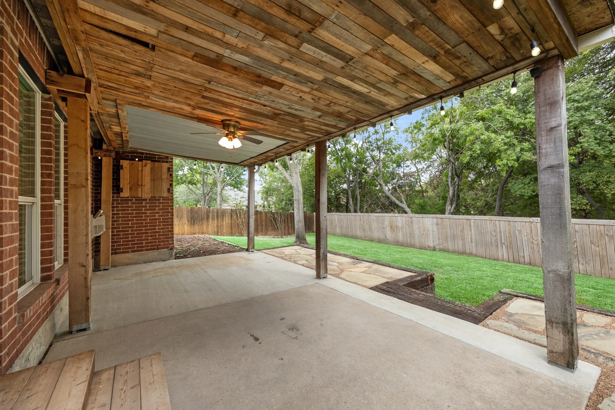 Generous sized custom covered patio