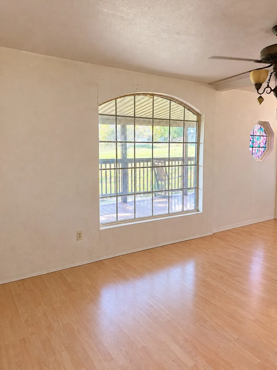 living room with window to front porch