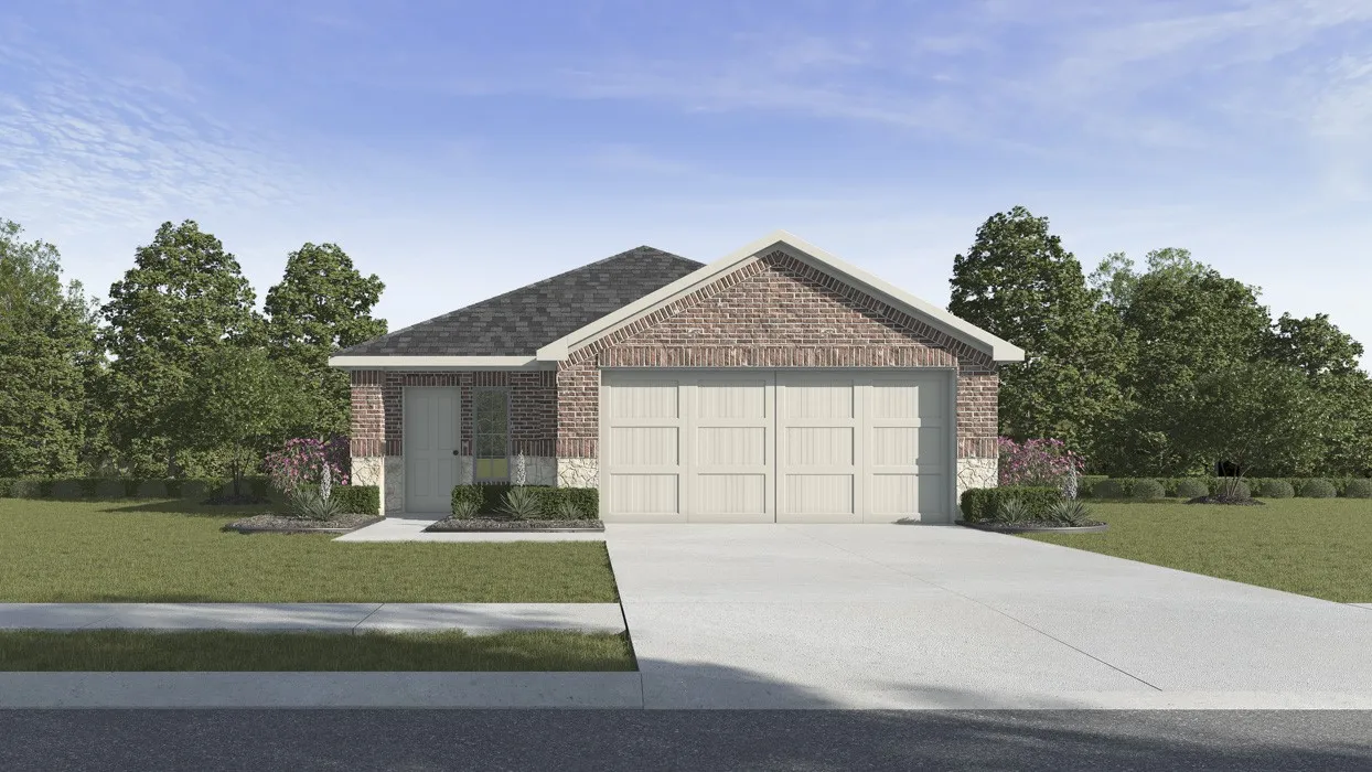 Brick and stone exterior with a gabled roof