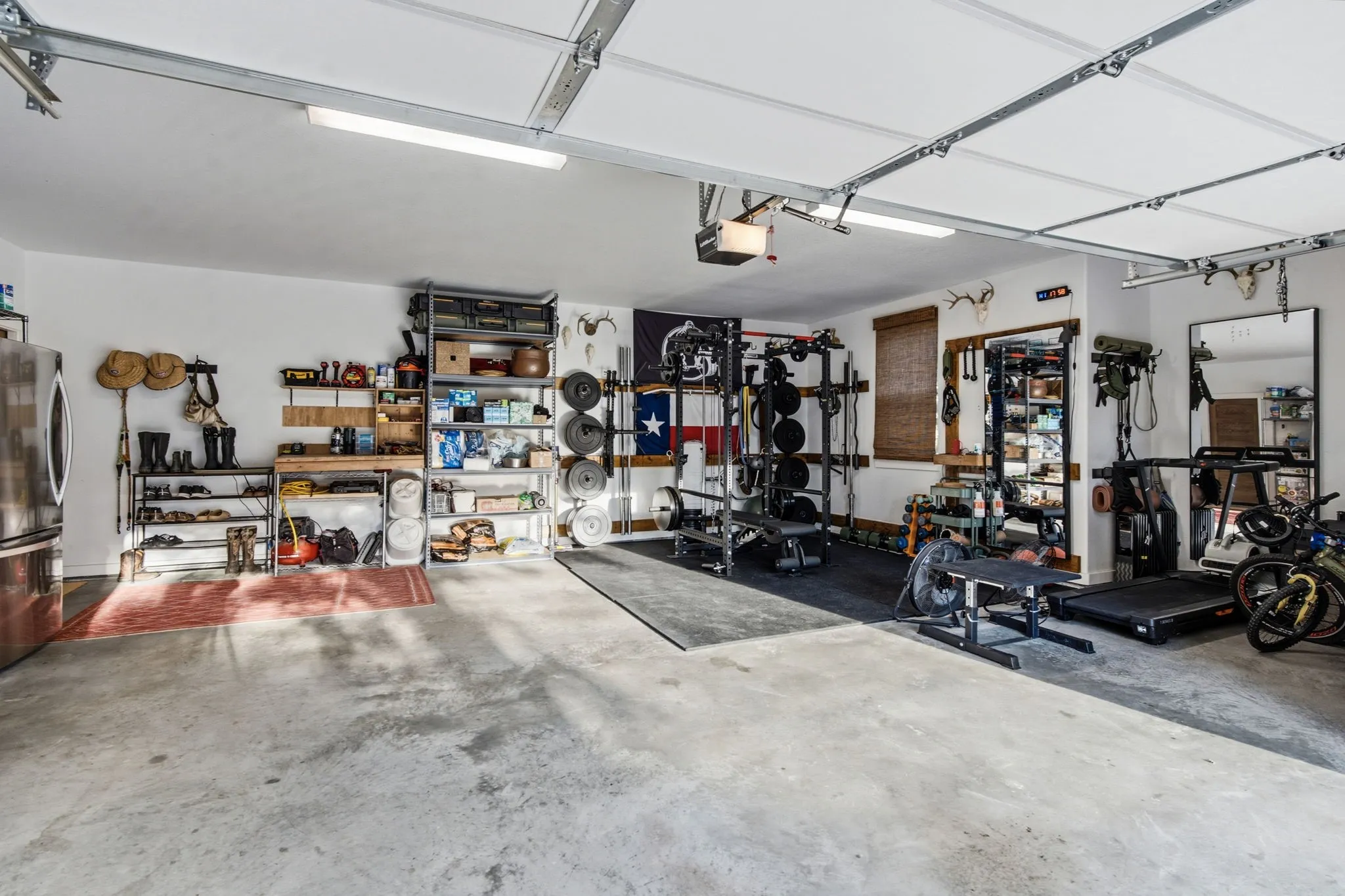 Oversized garage is approx 26 ft wide X 24 ft deep. Your truck will fit!