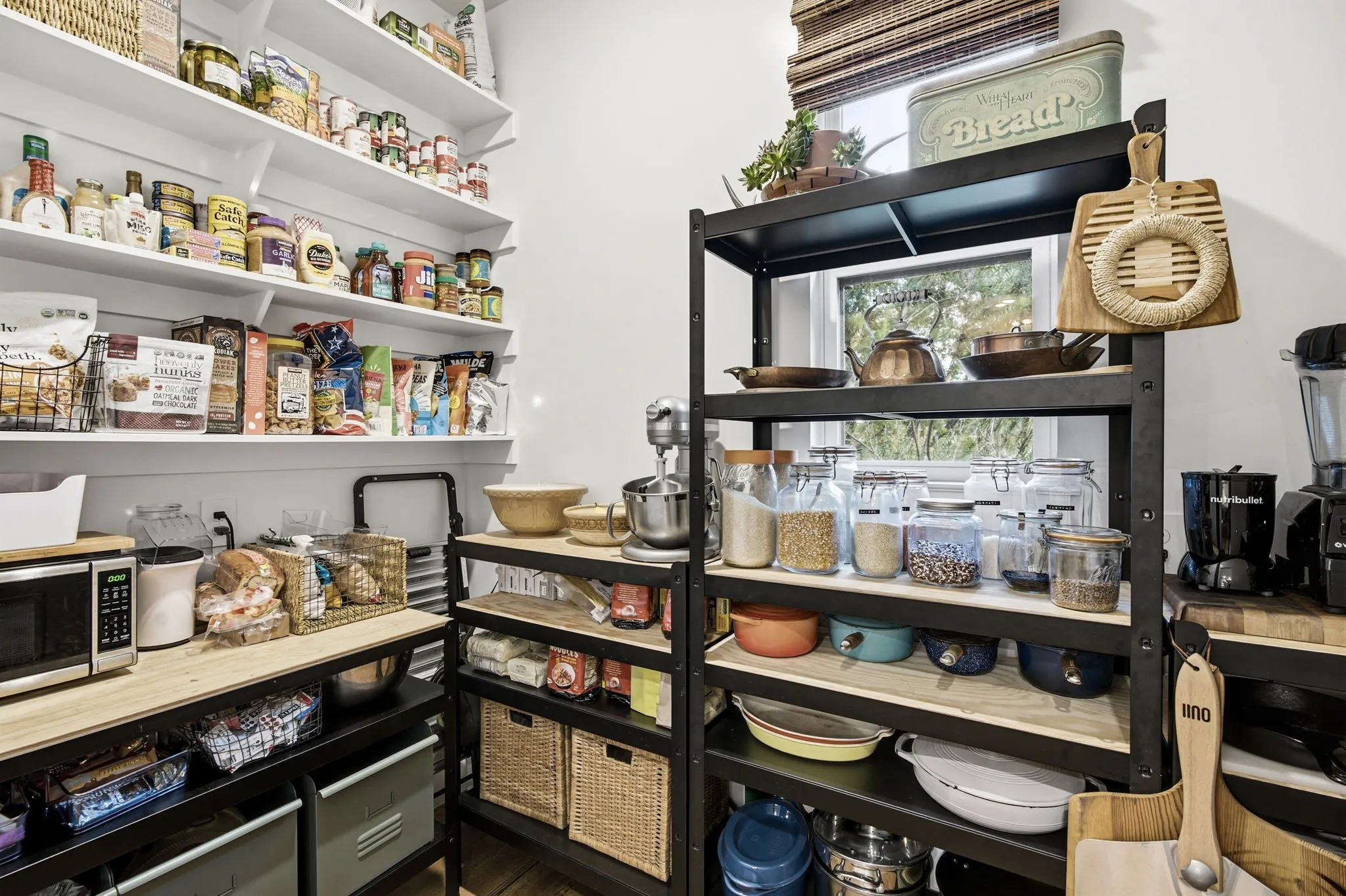 Pantry space for food, supplies, appliances