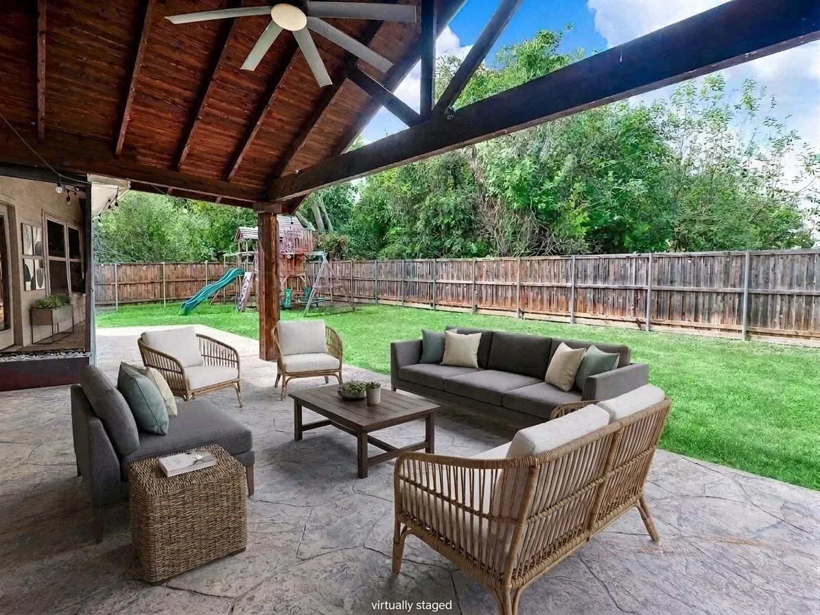 Extended and covered patio, perfect for morning coffee or evening entertaining