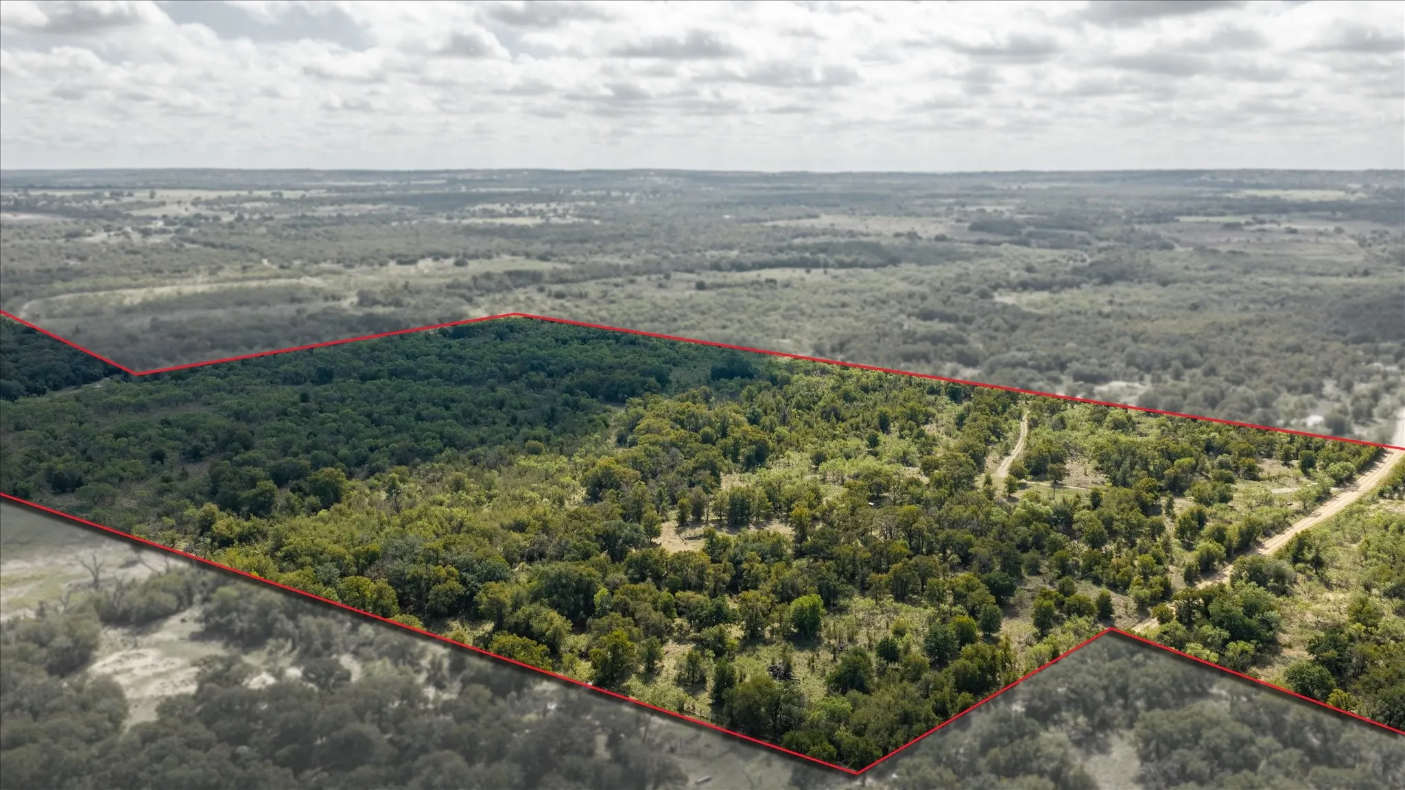 Aerial view with boundary lines