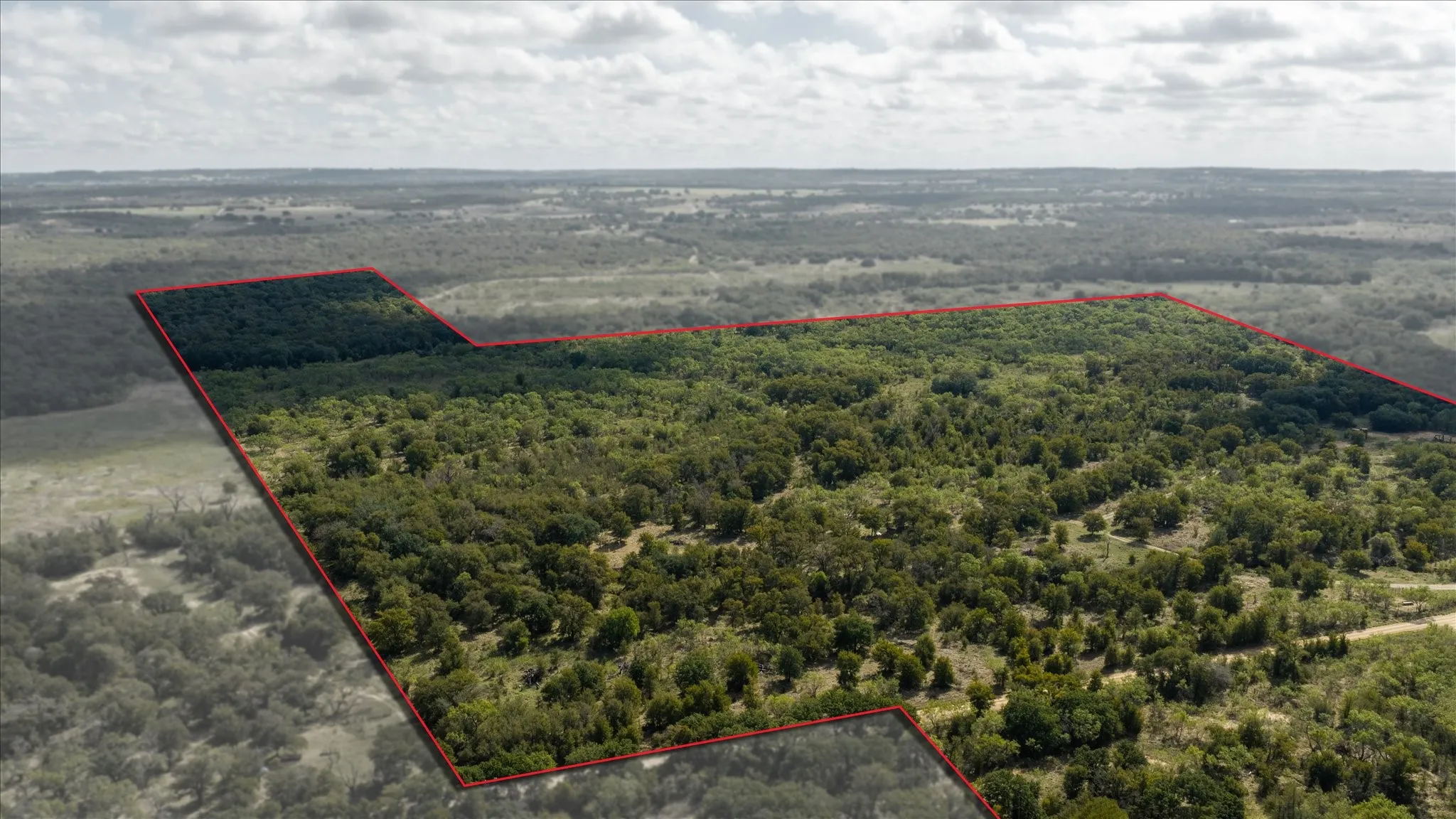 Aerial view with boundary lines