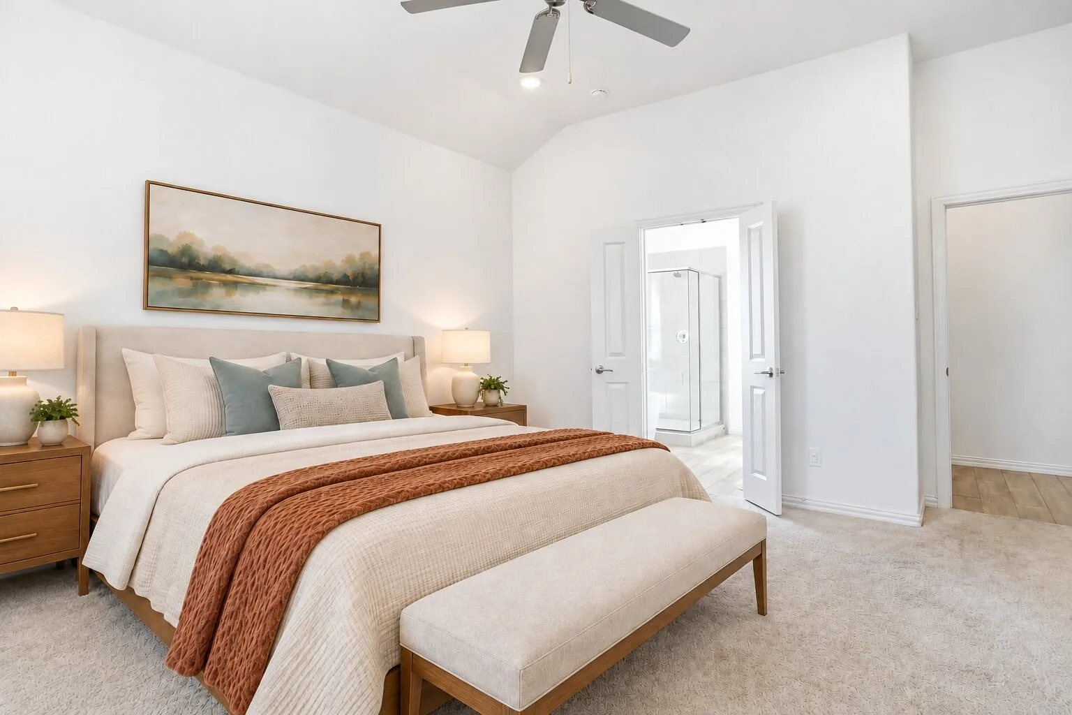 Primary Bedroom; Photo has been digitally enhanced and/or virtually staged using AI.